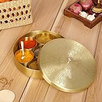 Vista 3 de Caja de especias india house indian masala dabba masala dabba de latón Organizador de contenedores de especias indias de 8 pulgadas Caja Masala