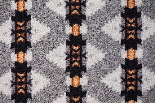 Miniatura 5 de Luxe - Manta ligera de forro polar, ultra afelpada, suave y acogedora para cama, sofá o hogar, cálida y mullida con estampado azteca bohemio, gris,