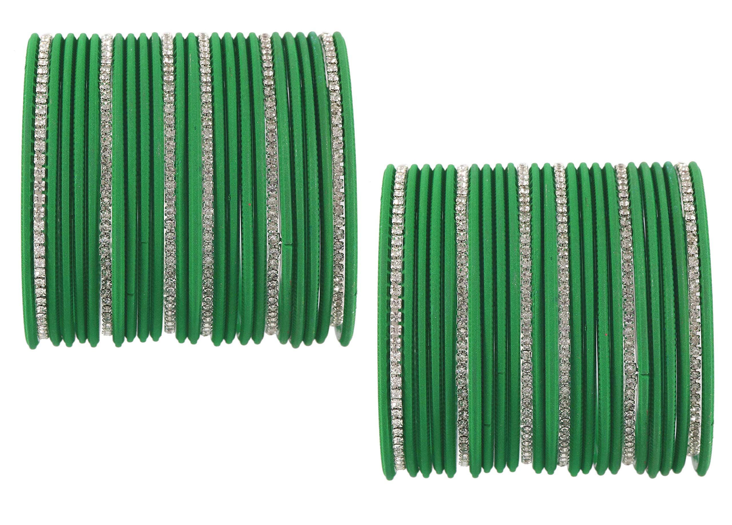 ZULKA Non-Precious Metal Base Metal with Zircon Gemstone Studded worked and Cutting Shaped Glossy Finished Bangle Set For Women and Girls, (Dark Green_2.2 Inches), Pack Of 52 Bangle Set (B08PS2QP2W) Amazon Price History, Amazon Price Tracker