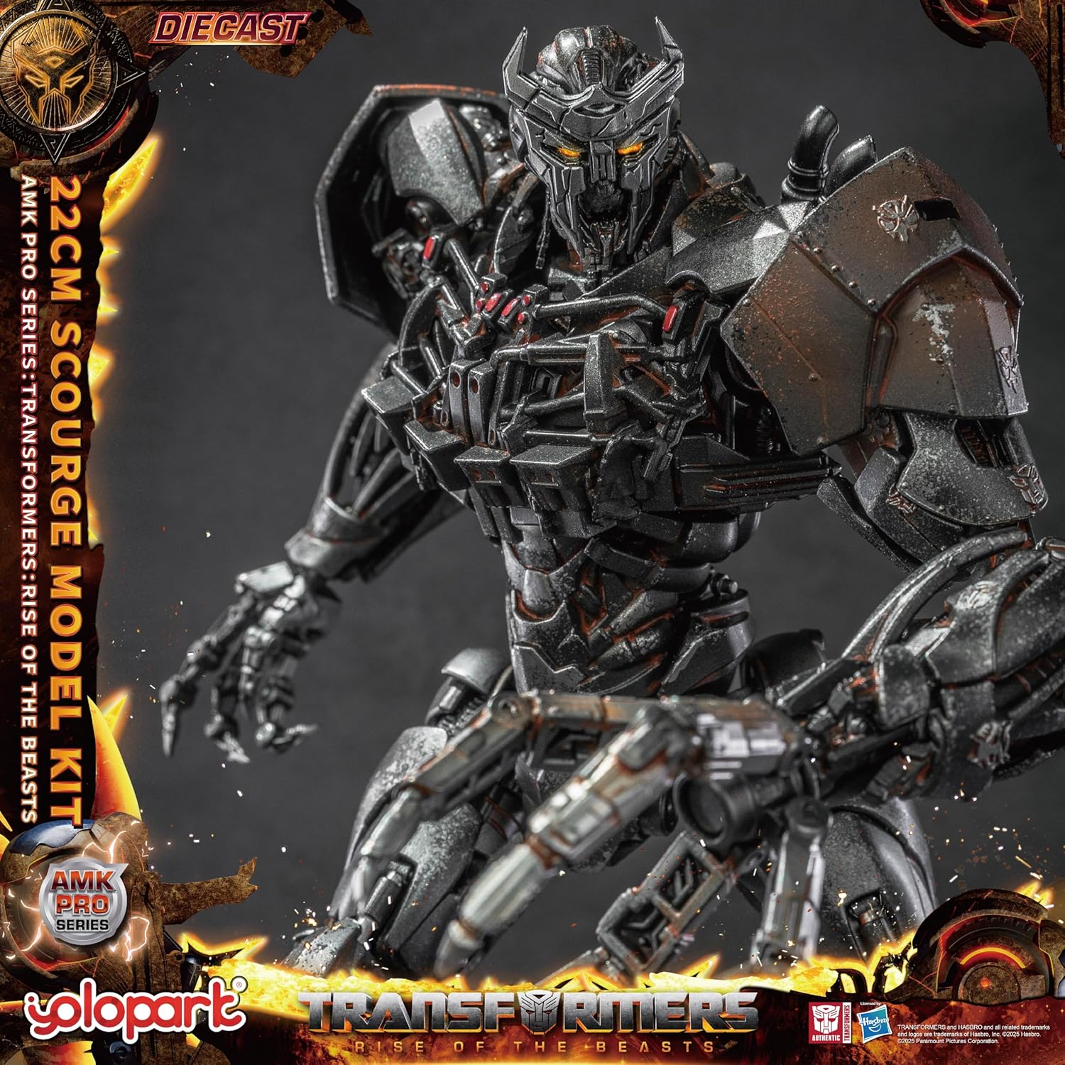 YOLOPARK Transformers AMK PRO Scourge Action Figure, 8.66 Inch Rise of The Beasts Transformers Toy with Magnetic Control LED,Highly Articulated Collectible Model Kit for Ages 15 and Up,No Converting