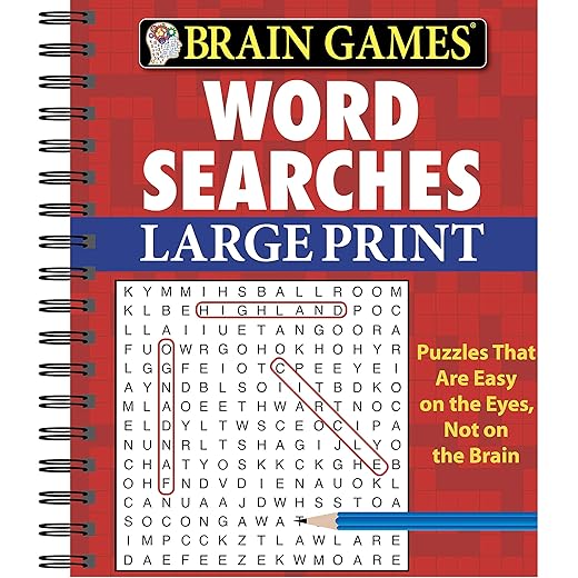 Brain Games - Word Searches - Large Print (Red)