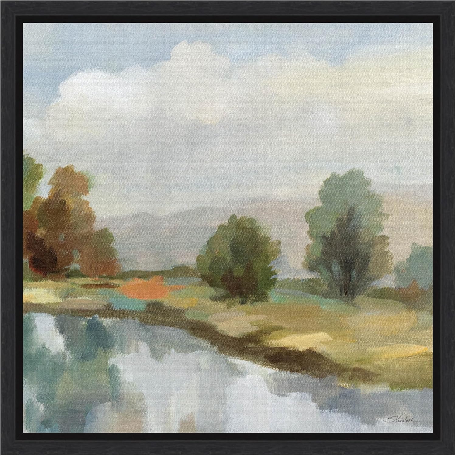 Amanti Art Framed Canvas Wall Art 30x30 River and Clouds III by Silvia Vassileva, Framed Wall Art Canvas, Landscapes Artwork, Modern Decor, Large Poster Painting for Living Room, Bedroom, Bathroom,