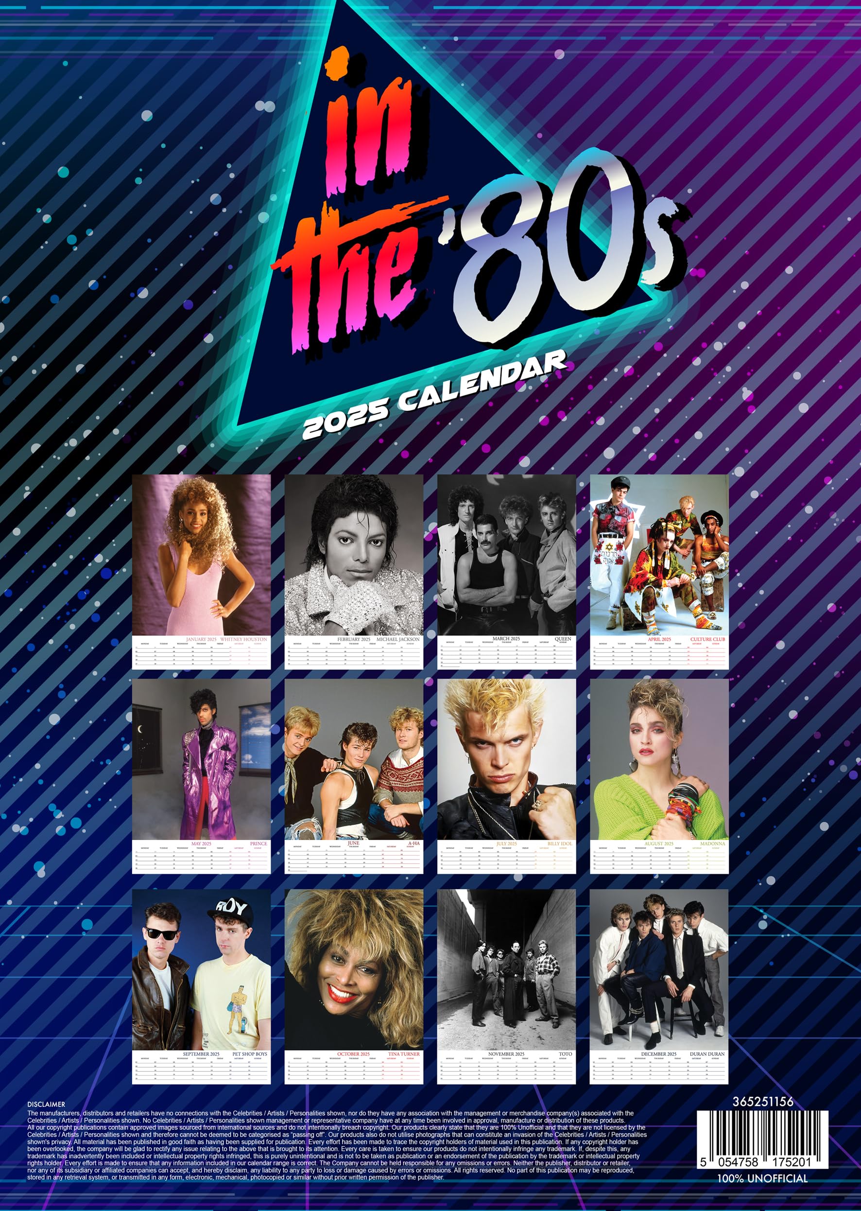 It's The 80's 2025 A3 Rebel Music Wirobound Wall Calendar Ideal