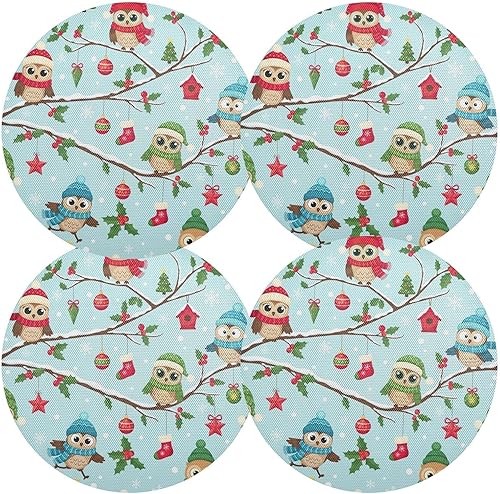 Miniatura 2 de Cute Cartoon Owls Round Place Mats, Non Slip Non Slip Washable Placemats for Kitchen Table one sizex6