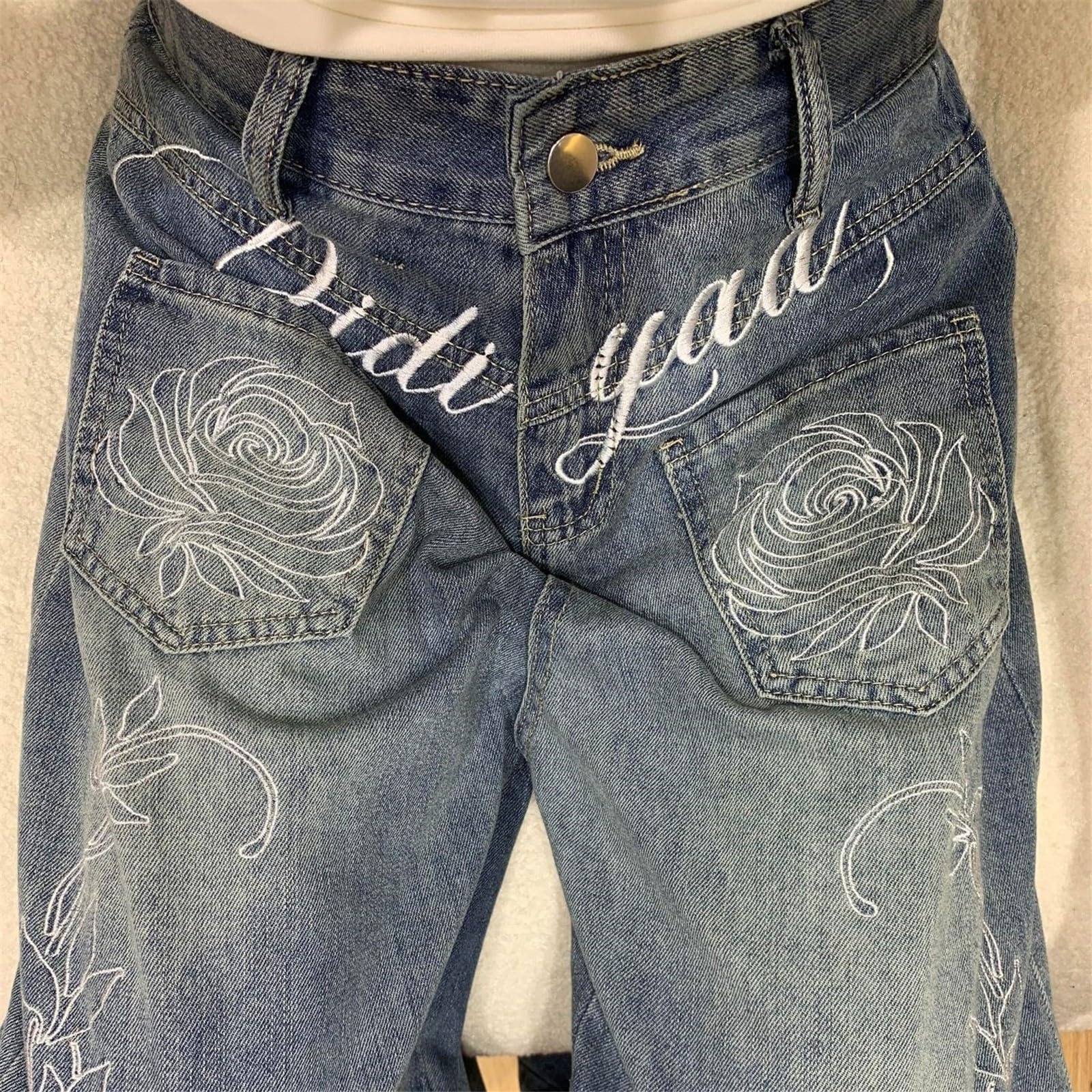 Jeans Donna Leggeri a Palazzo Jeans Elasticizzati Casual Curvy Pantaloni Vita Alta Leggeri Gamba Larga Taglie Forti Pantaloni Denim Baggy Larghi Wide Leg Moda Pants con Tasche Tempo Libero Hiphop