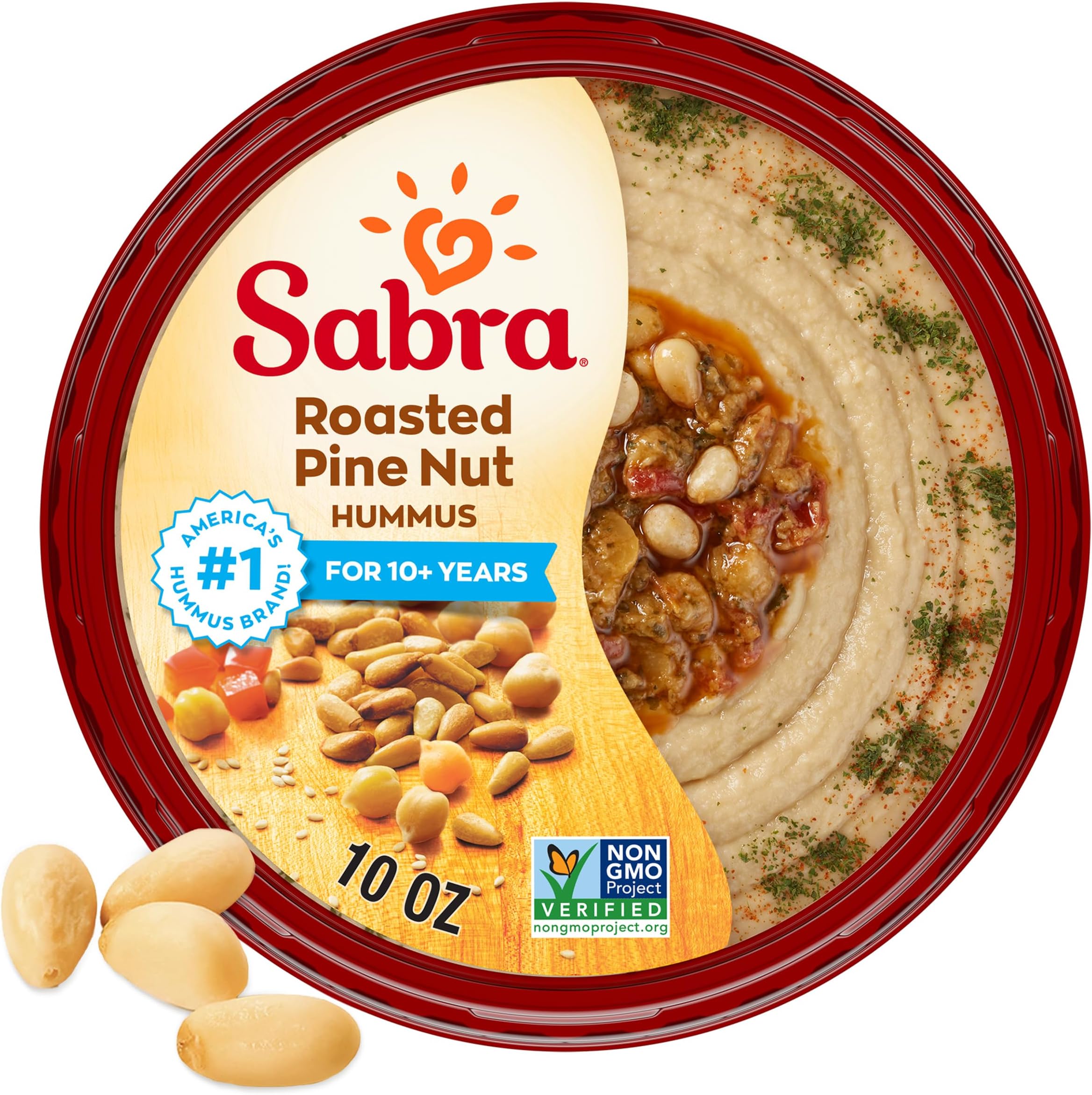 Sabra Pine Nut Hummus, Great Hummus for Dipping, Snacking and Sharing, 10 Oz Tub