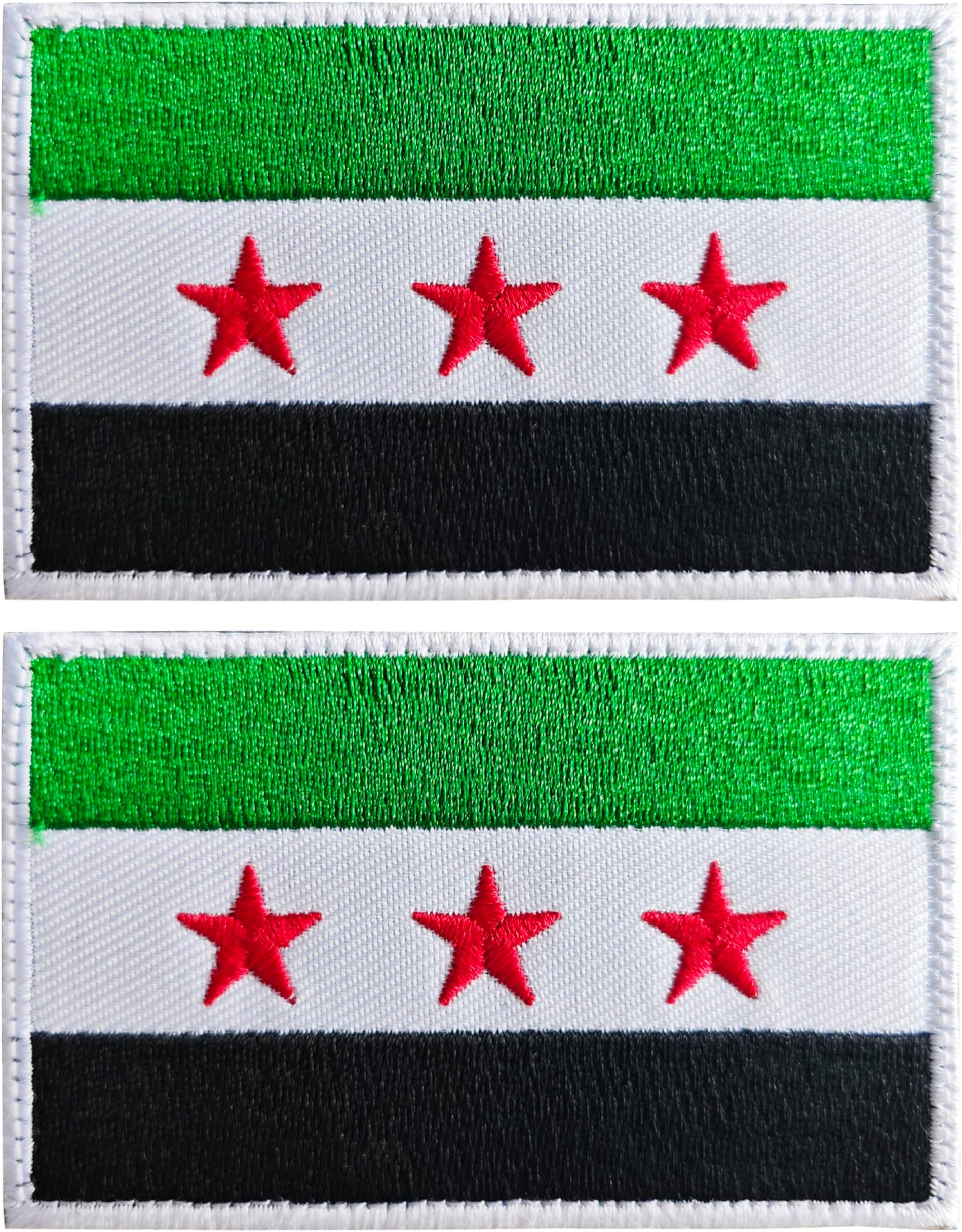 stidsds 2 Pack Syria Flag Patch Syria Flags Embroidered Patches Syrian Flags Military Tactical Patch for Clothes Hat Backpacks Pride Decorations