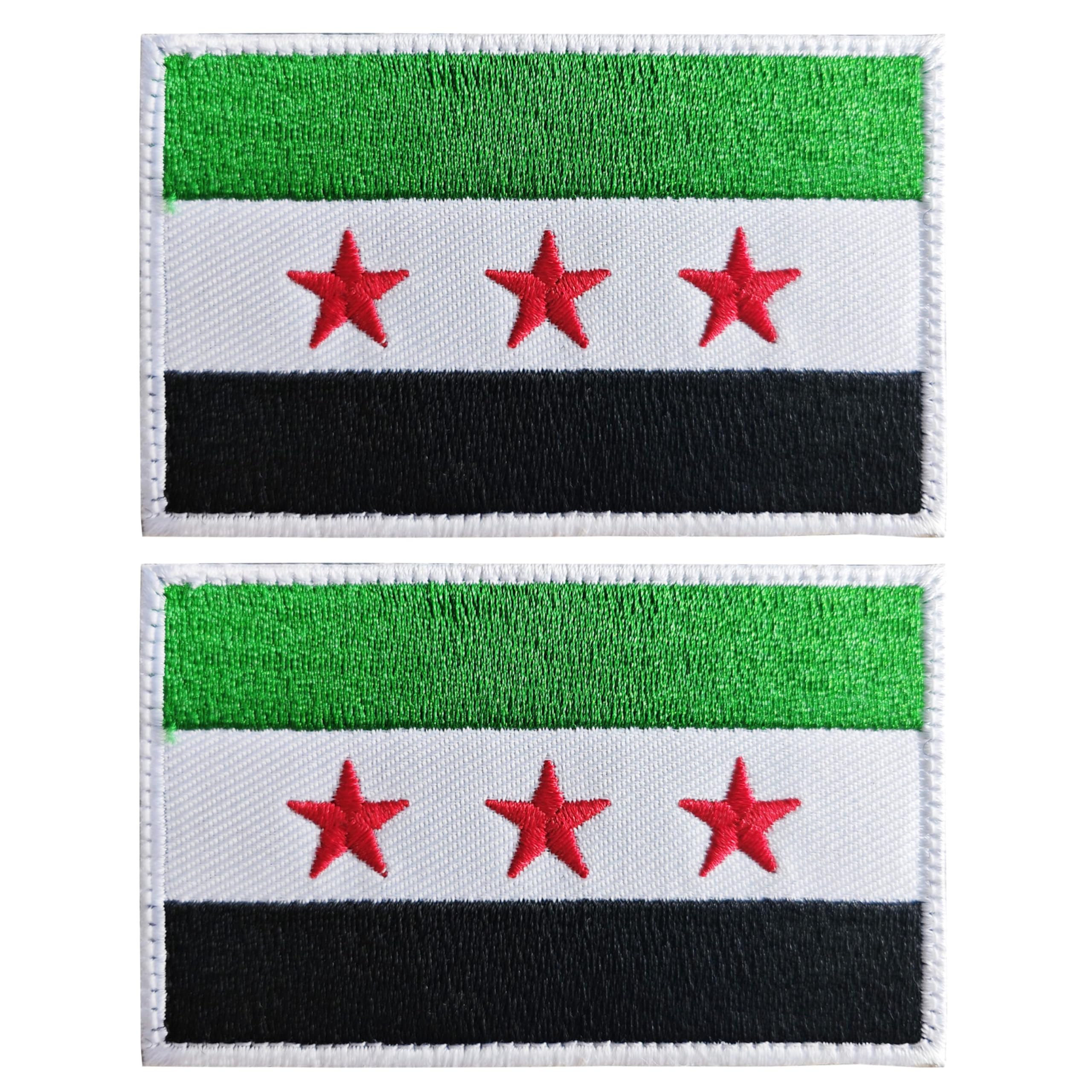 stidsds 2 Pack Syria Flag Patch Syria Flags Embroidered Patches Syrian Flags Military Tactical Patch for Clothes Hat Backpacks Pride Decorations