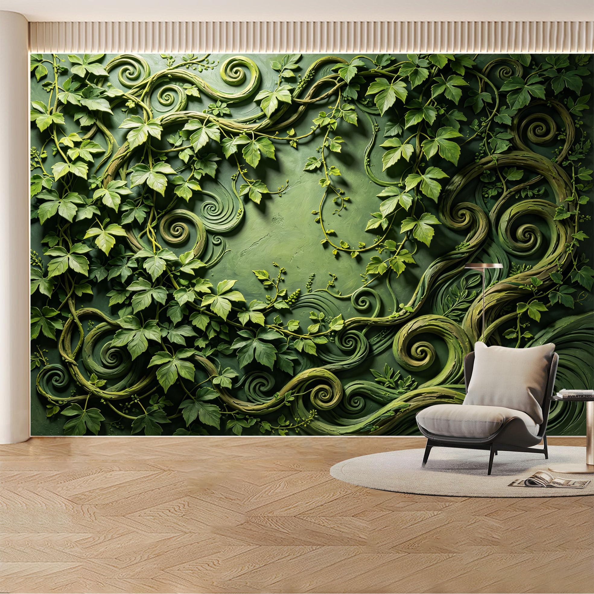 Custom Wall Mural Wallpaper Vines Leaf 3D Effect Nature Large Wall Art Mural Design Minimalist Luxury Removable SelfAdhesive Large Photo for Living Room， Bedroom， Office