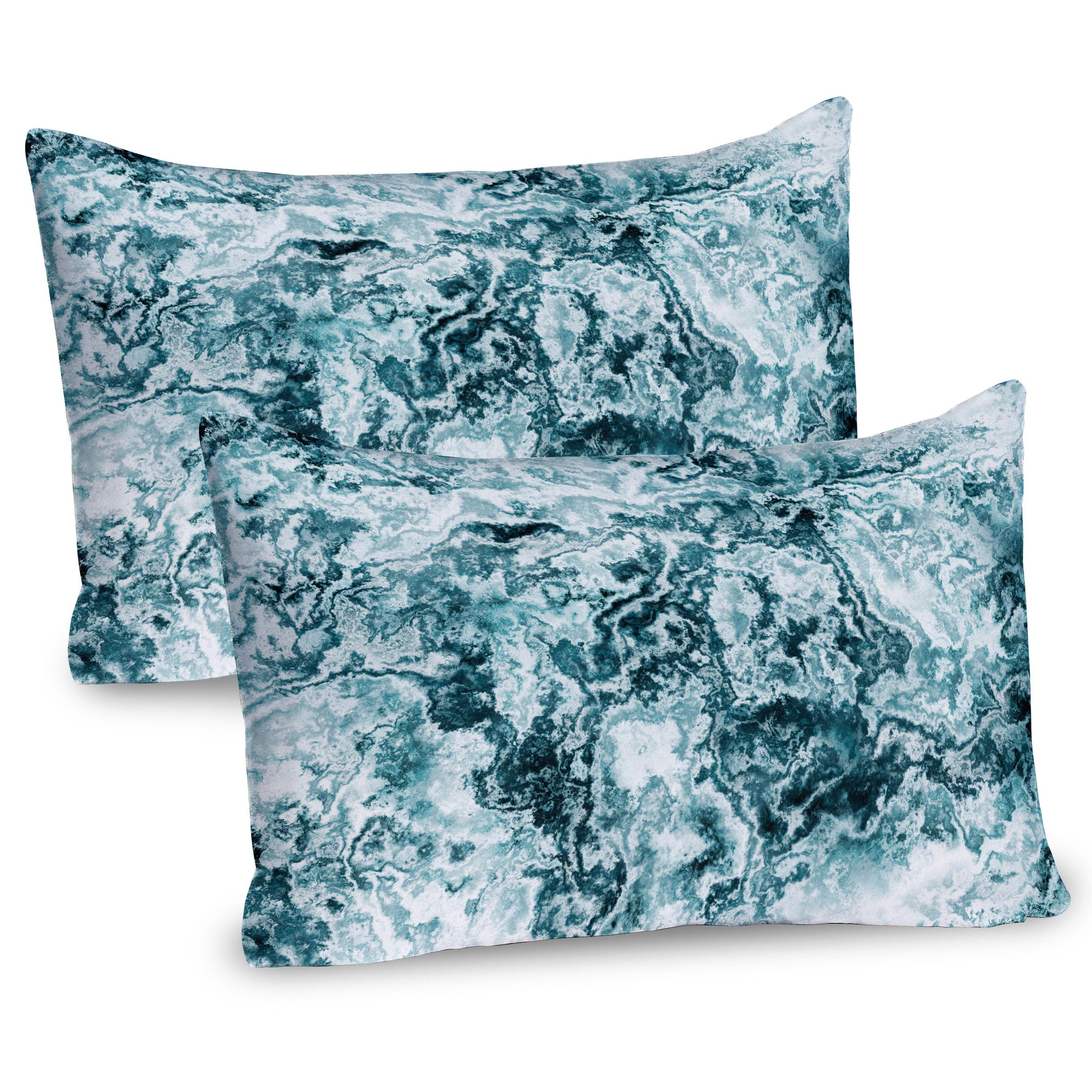 Ambesonne Marble Print Pillow Sham Set of 2, Abstract Rock Texture Modern Retro Splashes Antique Dark Design, Quality Microfiber Bedding Item for All
