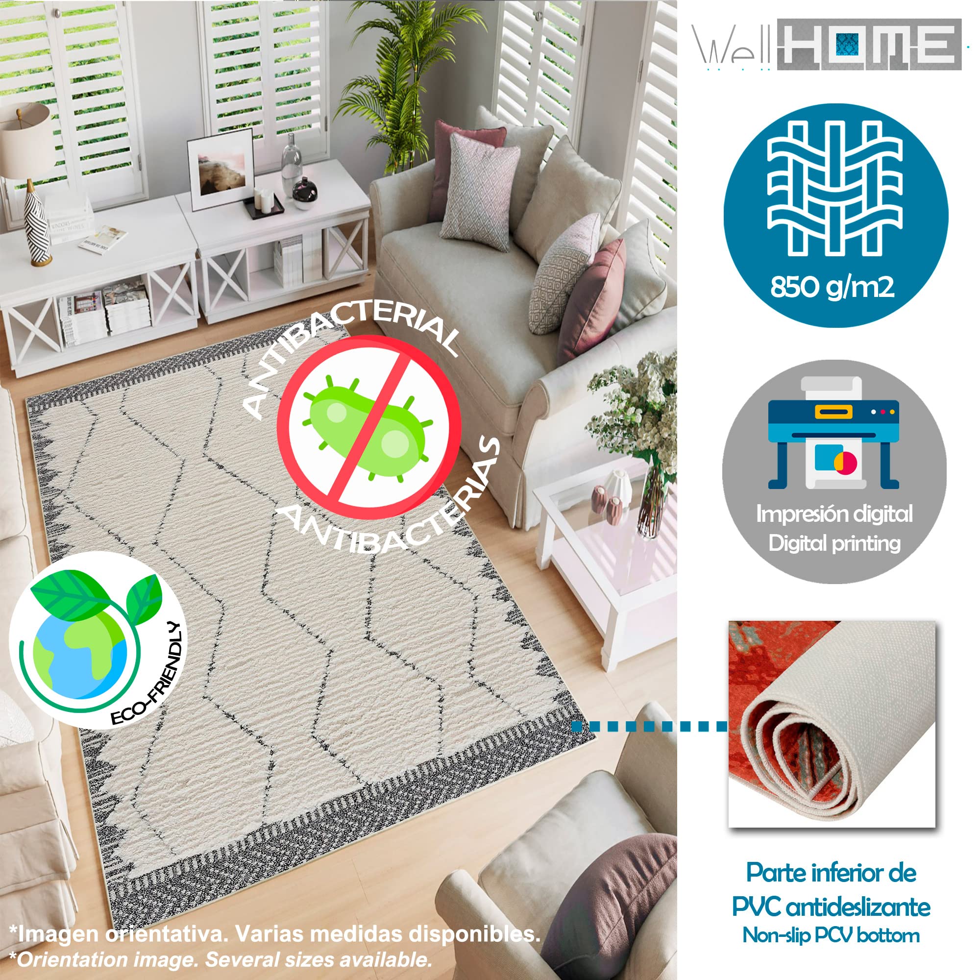 WELL HOME MOBILIARIO & DECORACIÓN Tappeto in poliestere stampato 160 x 230 cm