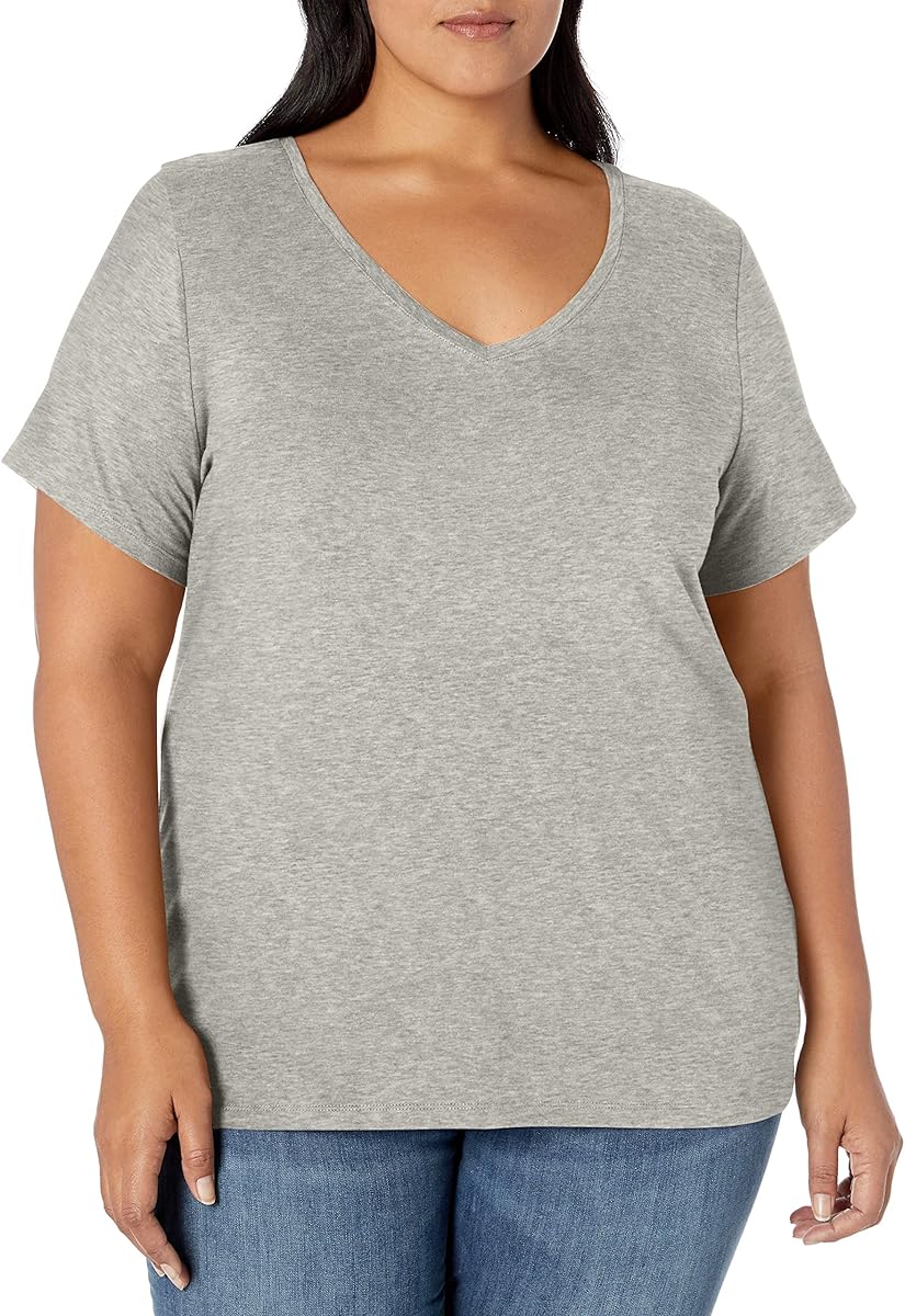 Amazon Essentials womens Plus Size Classic-fit Short-sleeve V-neck T-shirt