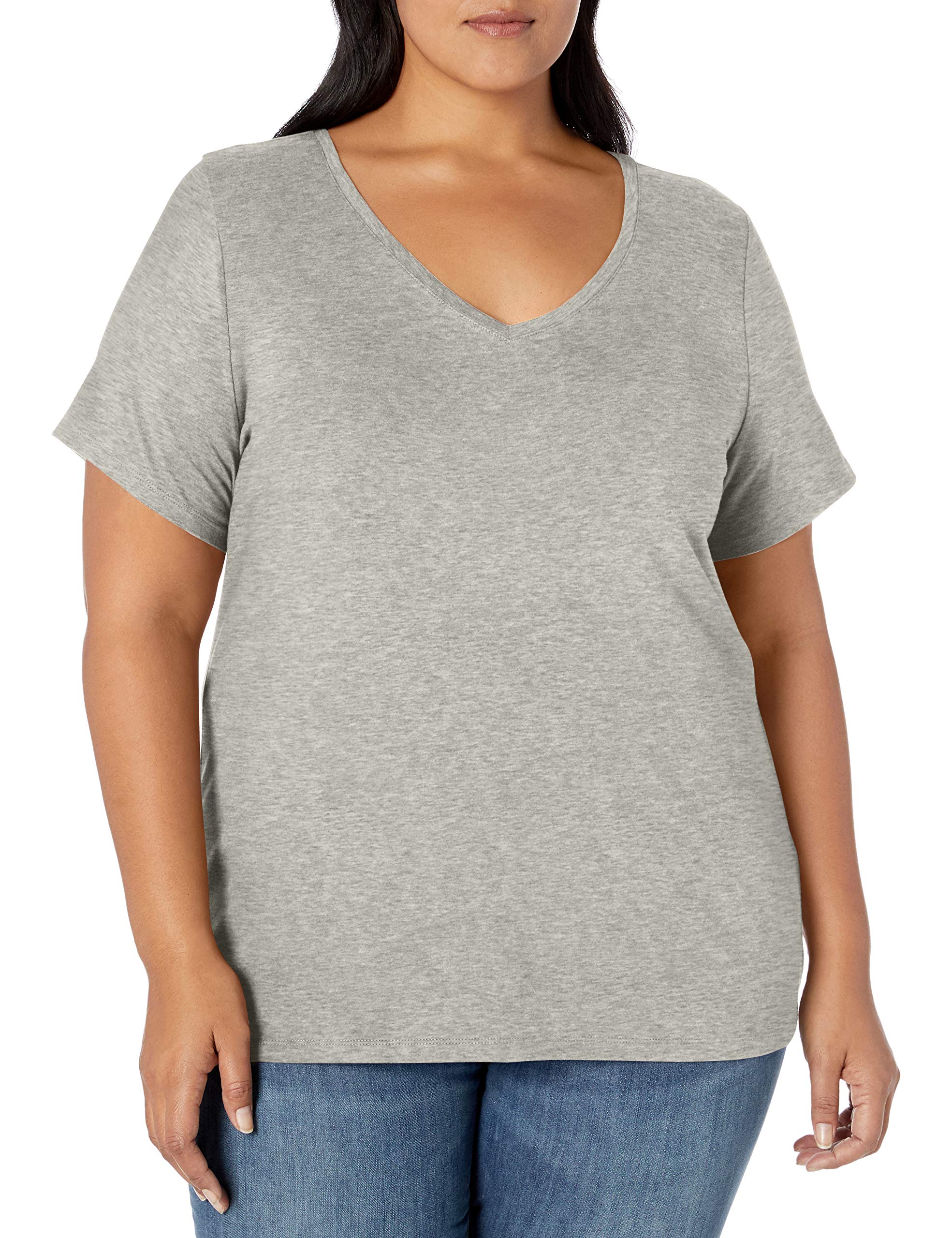 Amazon Essentials Damen Plus Size V-Ausschnitt T-Shirt mit Kurzen Ärmeln, Klassische Passform