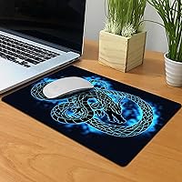 Vista 4 de Alfombrilla de mouse rectangular antideslizante de tamaño extra grande (XL) WIRESTER Black Dragon Blue Glow para el hogar, la oficina