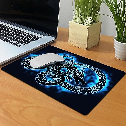 Miniatura 4 de Alfombrilla de mouse rectangular antideslizante de tamaño extra grande (XL) WIRESTER Black Dragon Blue Glow para el hogar, la oficina y el