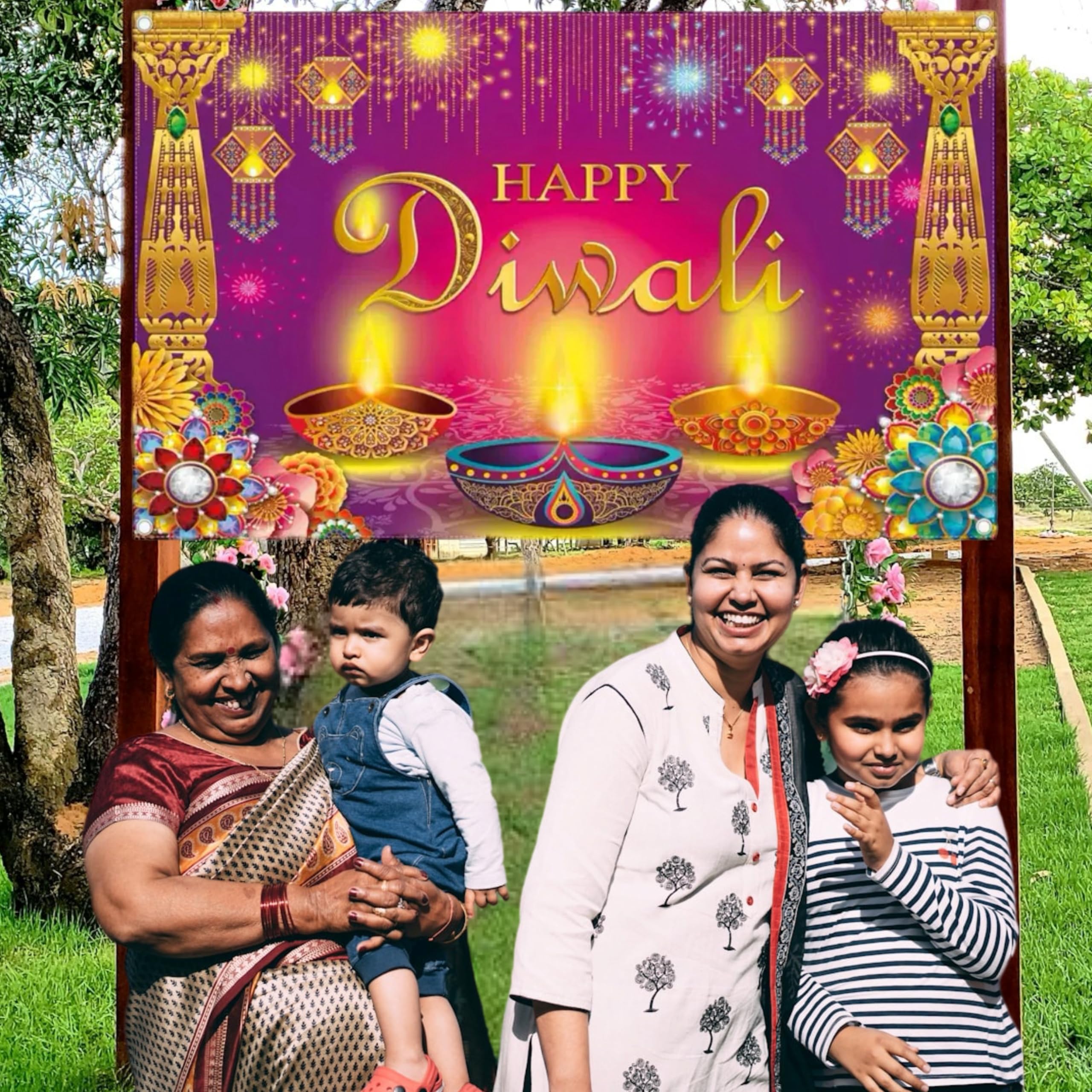 eBoutik, Happy Diwali Photography Background Décor Indian Festival Of Light Decorations, Navratri Wedding Decoration - Image 3