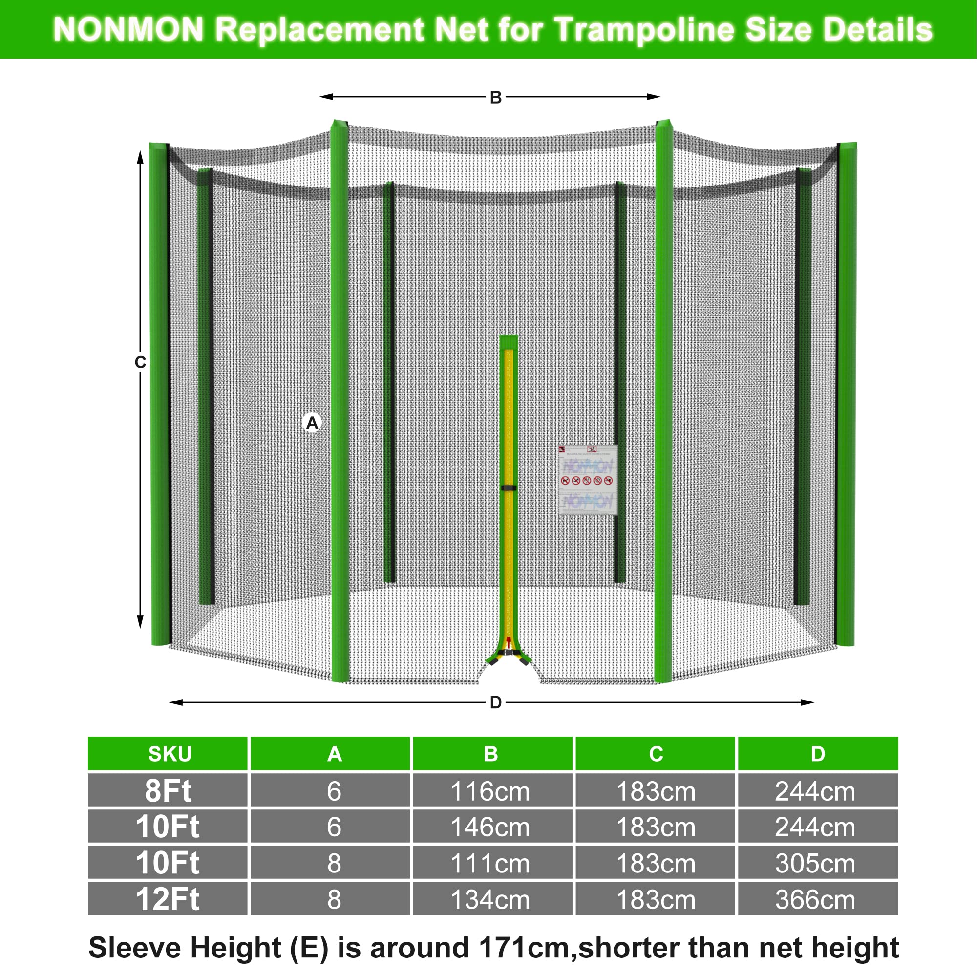 Rete Trampolino Ricambio 305 Cm Rete Giardino Bambini Rete Di
