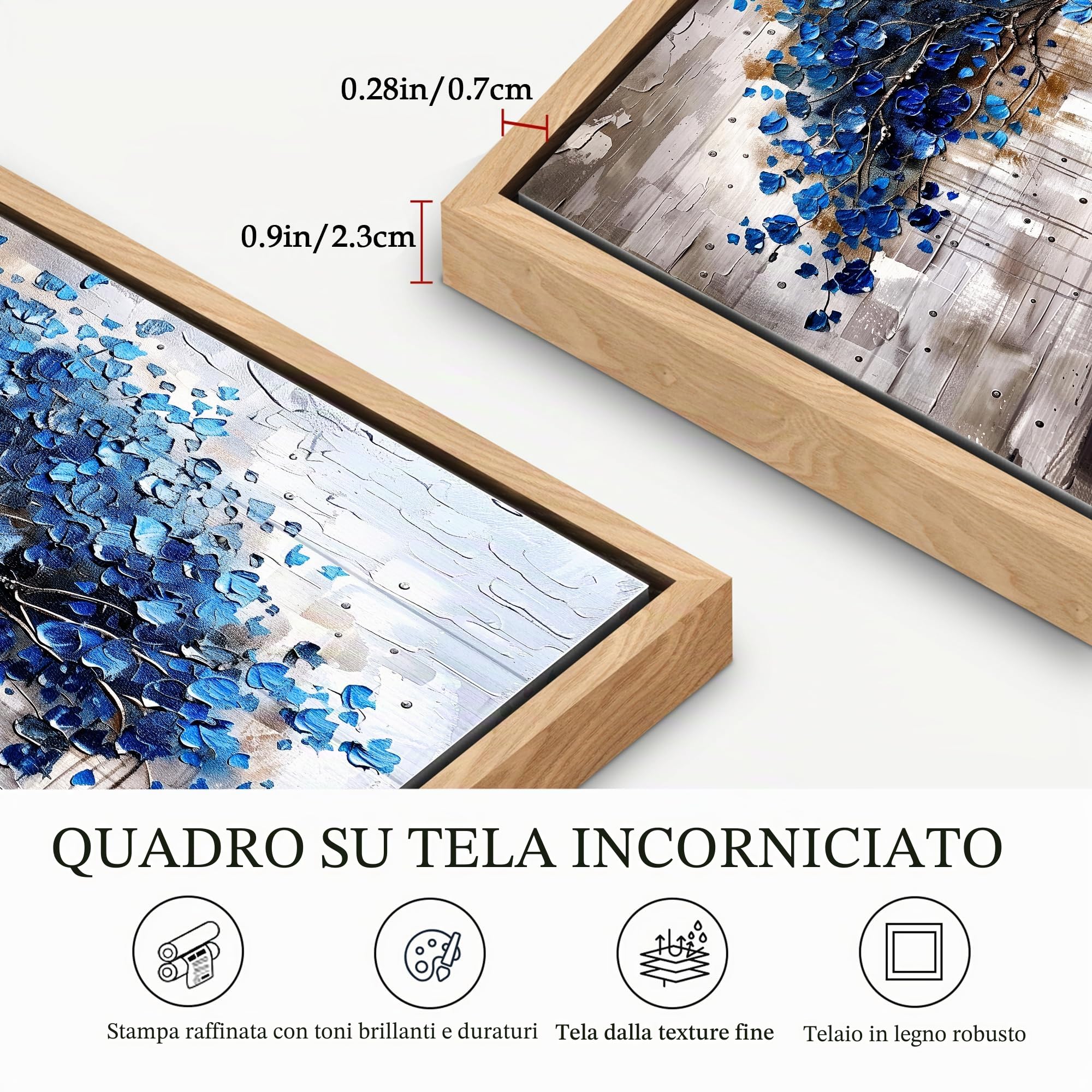 MHARTK66 Quadri Moderni Soggiorno Con Cornice Legno, Quadro Camera da Letto Su Tela Grandi, 60x120 XXL cm Stampe da Parete Albero Della Vita Blu, Decorazioni Parete Bagno Ufficio Sala Da Pranzo
