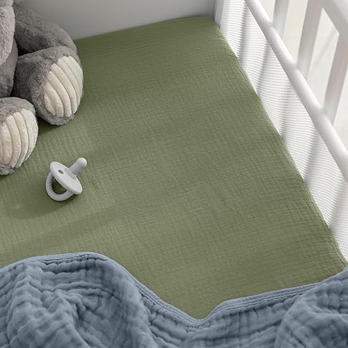 Miniatura 5 de Sábana bajera para cuna de muselina, extra suave, 100% algodón de muselina Comfy Cubs