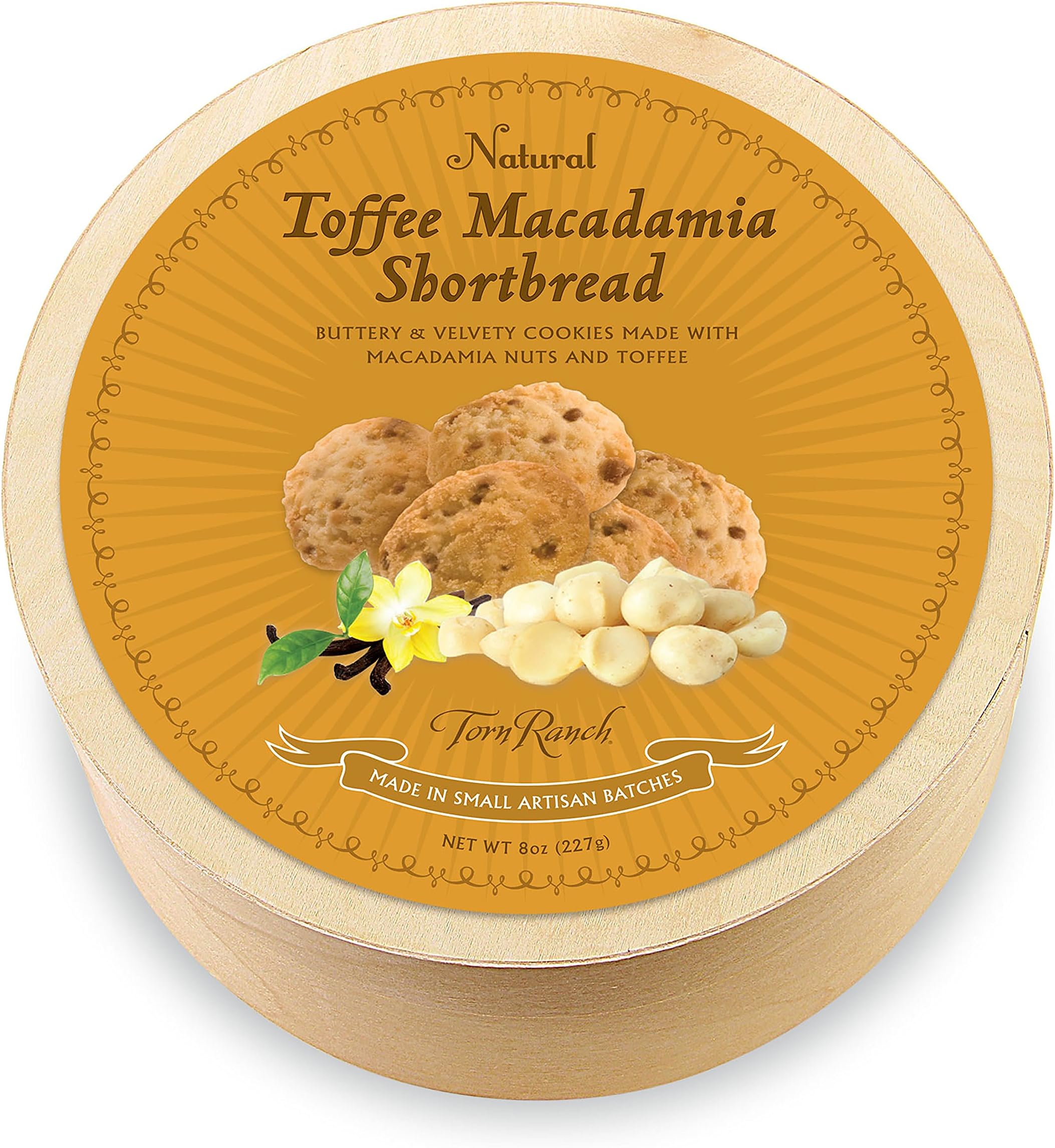 Torn Ranch Small Batch Artisan Cookies - Toffee Macadamia Shortbread | Gift Cookies | Natural and Kosher Snack | Natural Flavors | Product of USA