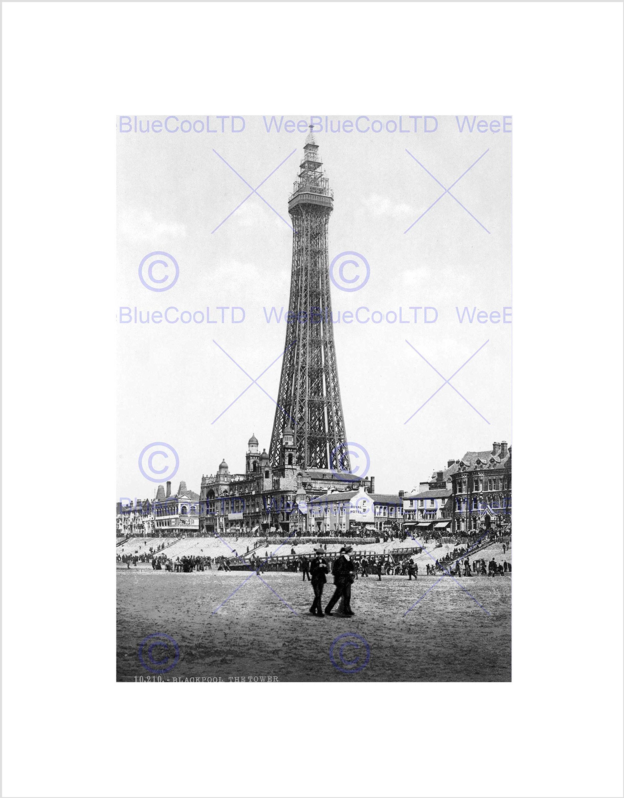 Wee Blue Coo Blackpool The Tower England Vintage History Old BW Wall Art Print