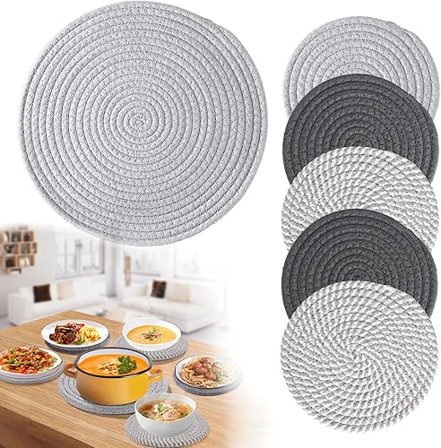 6 salvamanteles para platos calientes, salvamanteles hechos a mano para ollas y sartenes calientes, tejido de algodón bohemio resistente al calor,