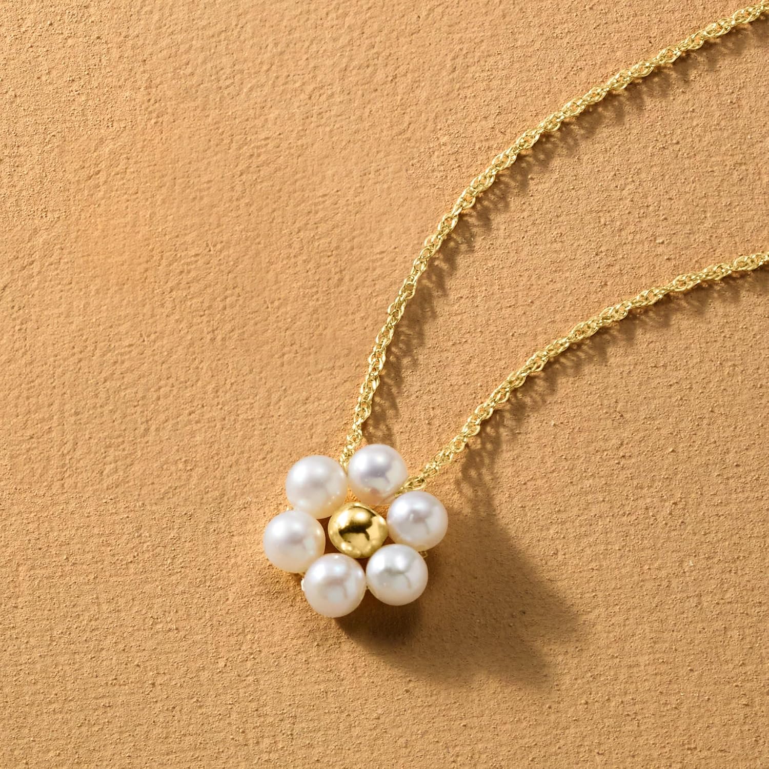 Pure Collection by Ross-Simons 3-3.5mm Cultured Pearl Flower Necklace in 14kt Yellow Gold. 16 inches