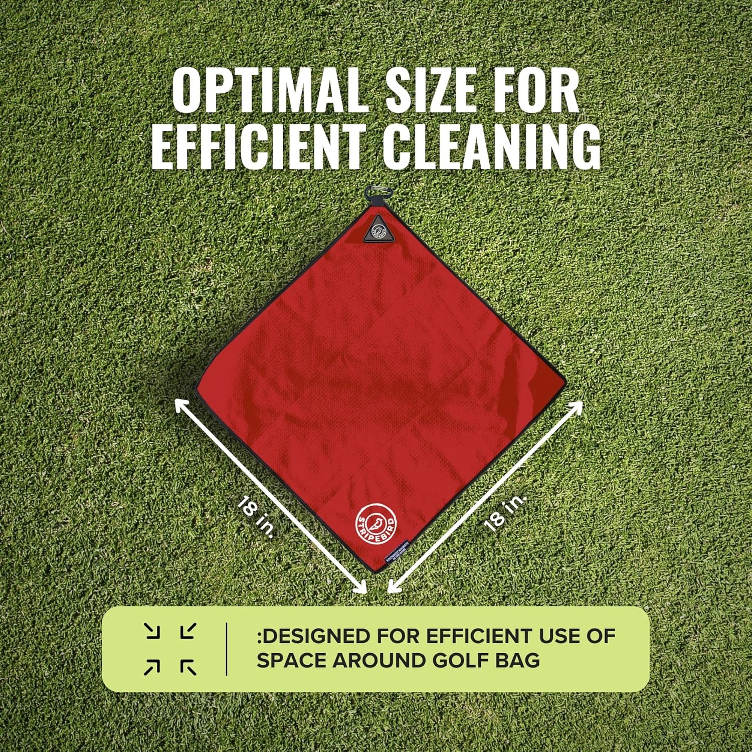 Stripebird - Magnetic Golf Towel (Red) - Microfiber Golf Towel with Built-in Ultra-Strong Neodymium Magnetic Towel - 18" x 18" Golf Bag Towel - Image 6