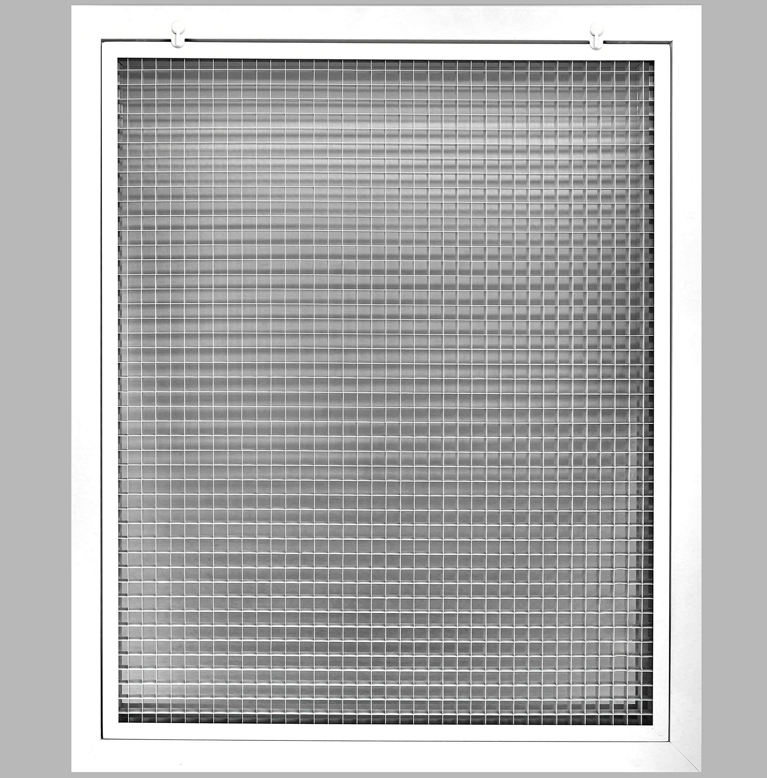 HVAC Premium 22'' x 26'' Cube Core Eggcrate Return Air Filter Grille for 1'' Filter - Aluminum - White [Outer Dimensions: 24.5'' x 28.5]