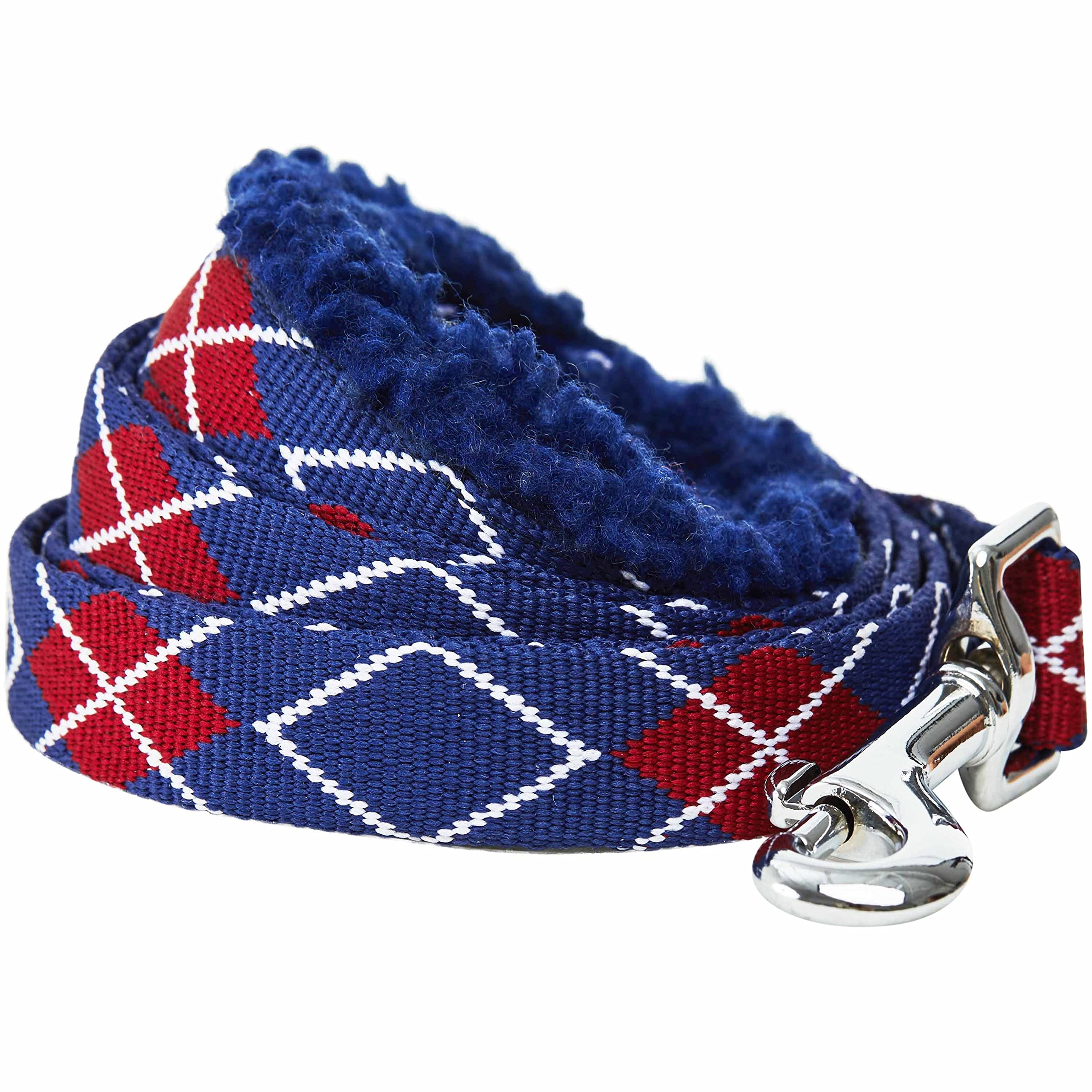 Blueberry Pet Scottish Argyle Fleece Padded Dog Leash with Soft & Comfortable Handle, 5 ft x 3/4