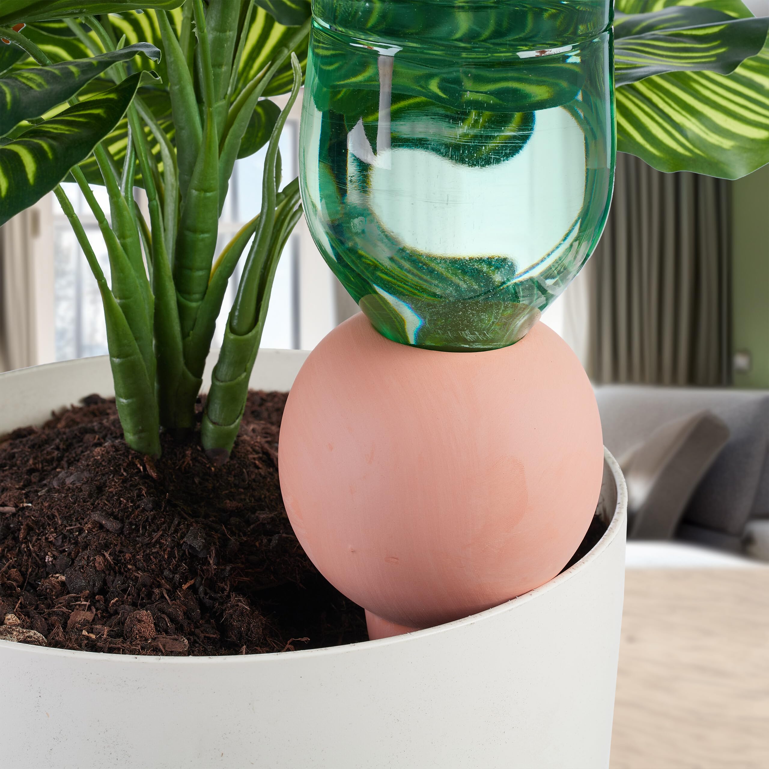 Relaxdays Arrosage en Terre Cuite, Lot de 4, Bouteilles Pet 1,5 l, intérieur (Chambre) et extérieur (Balcon), Marron