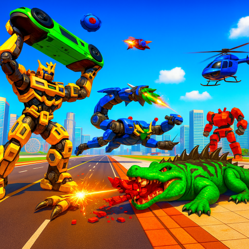 Animal Transforming Robot Game: Transform Robot Crocodile Fighting Robot