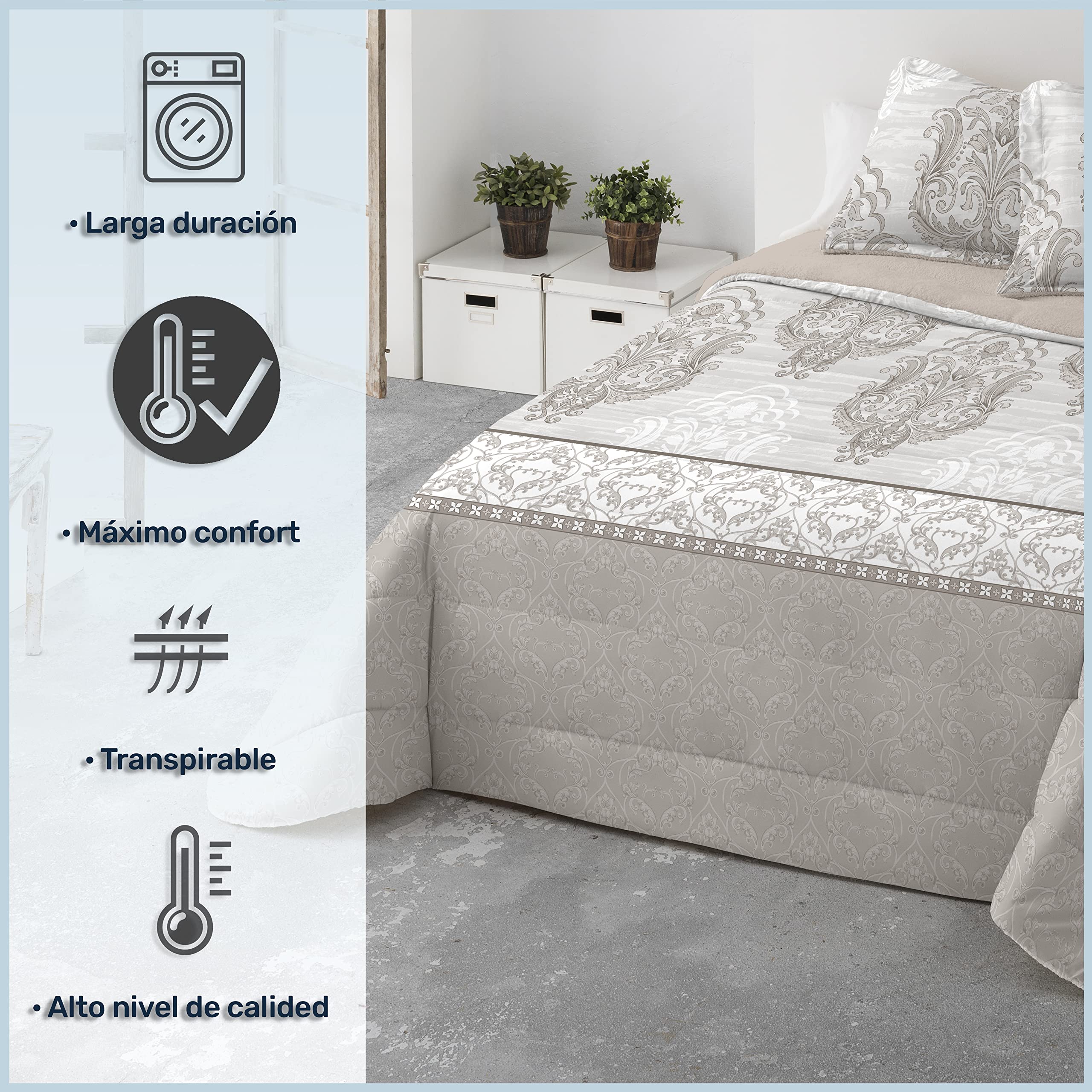 DECASATEXTIL®- Edredón nórdico Borreguito/Sherpa Borreguito de Alta Calidez - Tacto ultrasuave, cómodo, Ligero-Disponible en Varios Modelos. (NURMES, Cama 150/160cm-250x270cm)