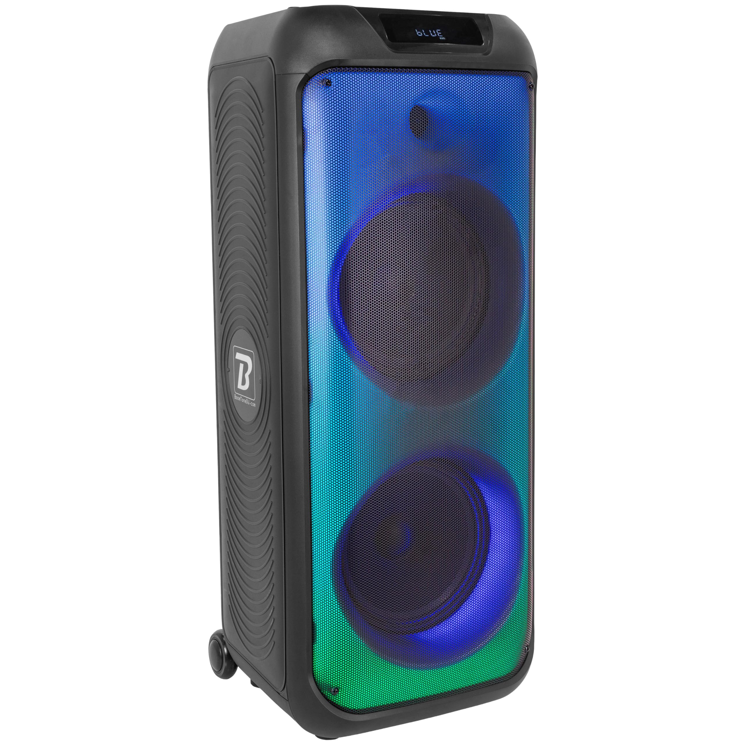 BoomToneDJ BOOMaster 900 – Enceinte Portable Active 900W avec Effets Lumineux, Bluetooth 5.0, TWS, USB/SD, Batterie Rechargeable, roulettes et poignée.