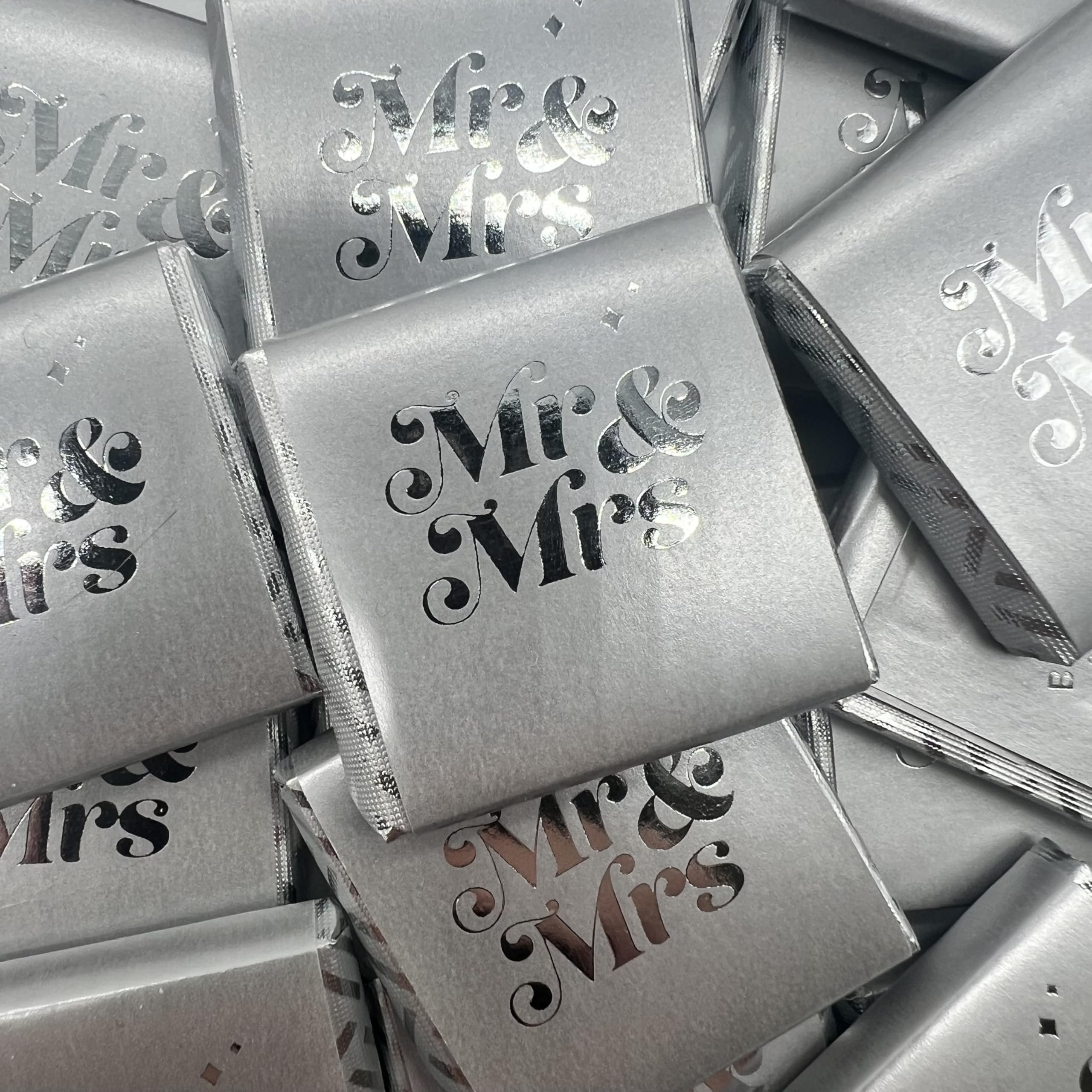 Burmont's Premium Silver Mr & Mrs Wedding Chocolate Neapolitans (25 Chocolates)