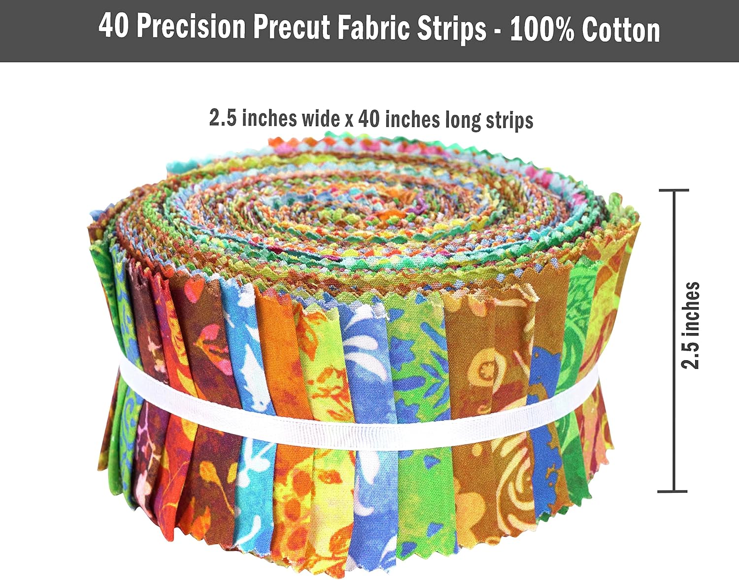 Soimoi 40Pcs Batik Print Cotton Precut Fabrics for Quilting Craft Strips 2.5x42inches Jelly Roll - Yellow