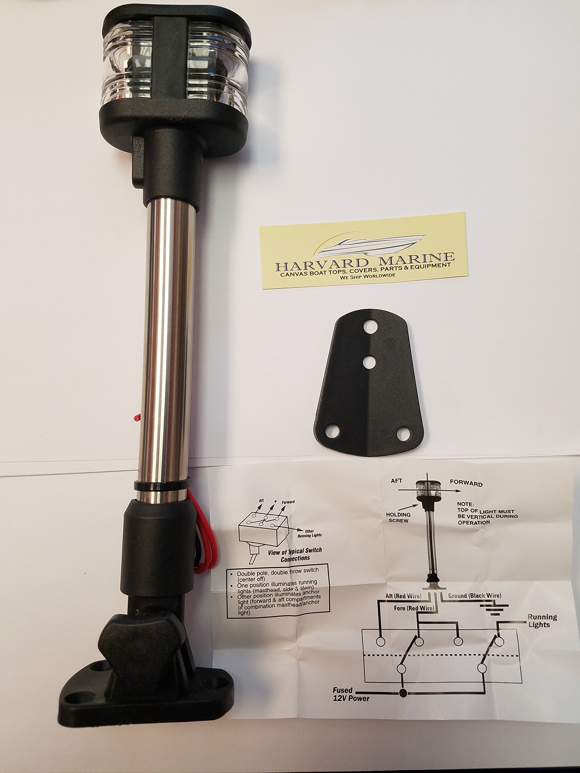 BOAT MARINE COMBINATION ANCHOR STERN ALL AROUND LIGHT 360 DEGREE VISABILITY FOLD DOWN SS POLE 10-1/2 INCHES