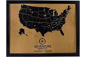 Large Push Pin Cork Board US Travel Map | Track Past &...
