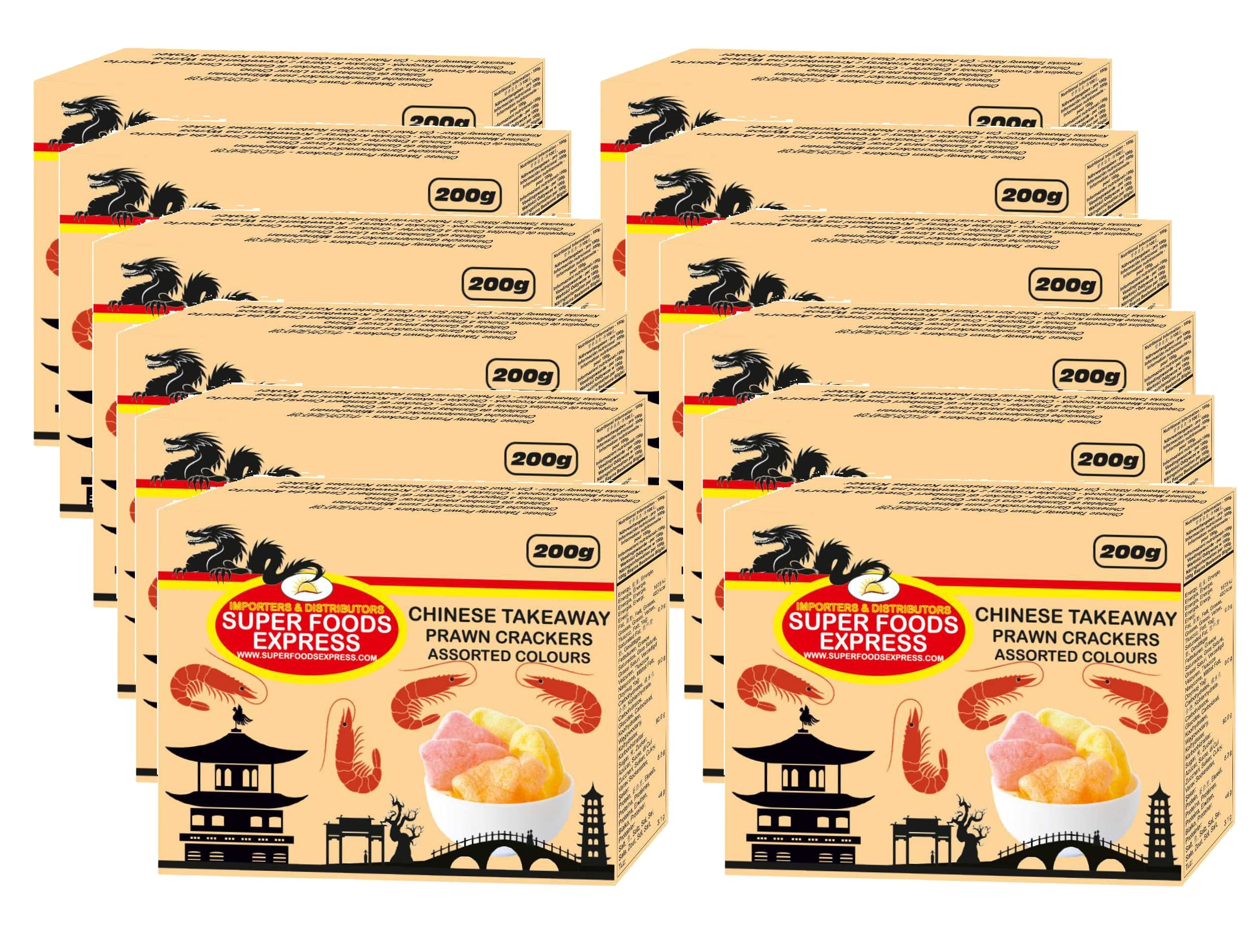 Buy Chinese Takeaway Prawn Crackers 12 x 200g Assorted Colours (2.4 kgs