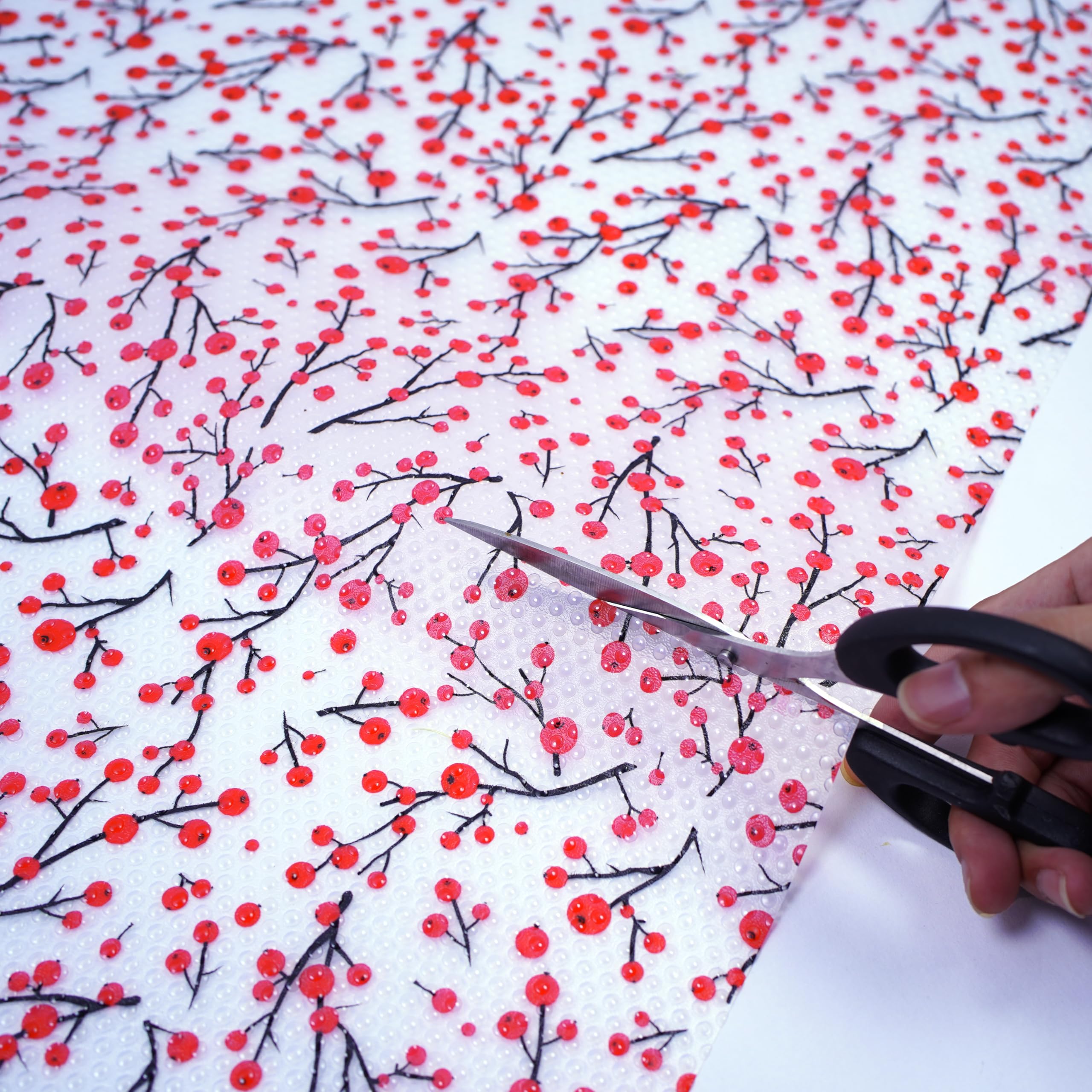 Tapis De Frigo Écologique Étanche 44x400cm - Revêtement Tiroir Cuisine EVA Non-Adhésif - Transparent Rouge