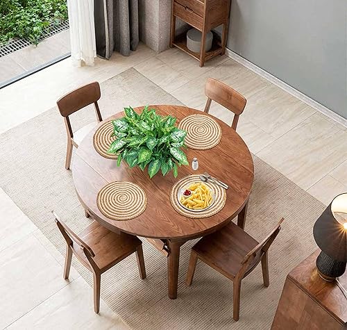 Miniatura 5 de Mantel individual redondo de algodón natural blanco y yute de 13 pulgadas, decorativo, elegante, hermoso, de algodón, trenzado, perfecto para