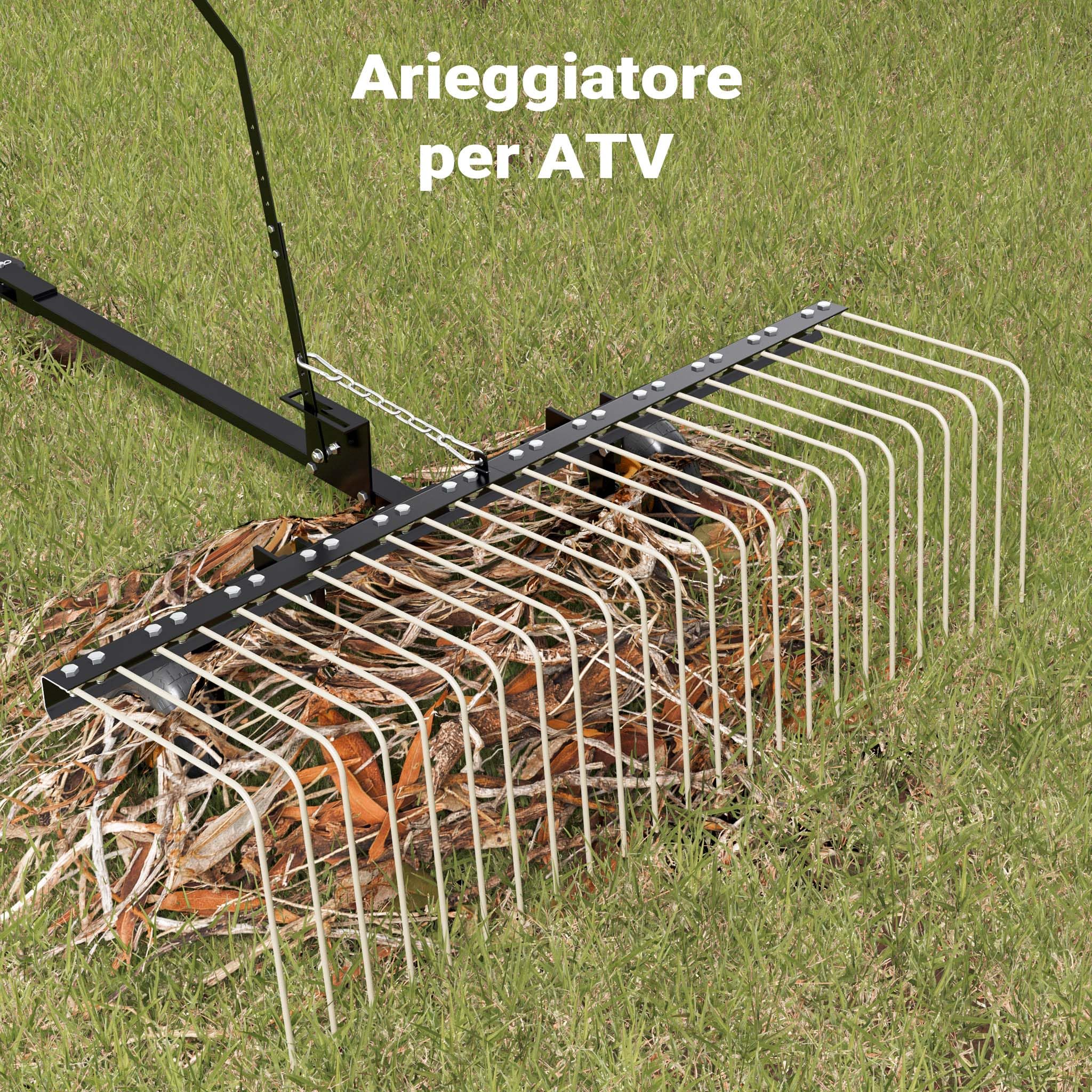 Wiltec Strigliatore a molle trainato per prato 60" Larghezza di lavoro 148 cm Arieggiatore per trattorini Quad