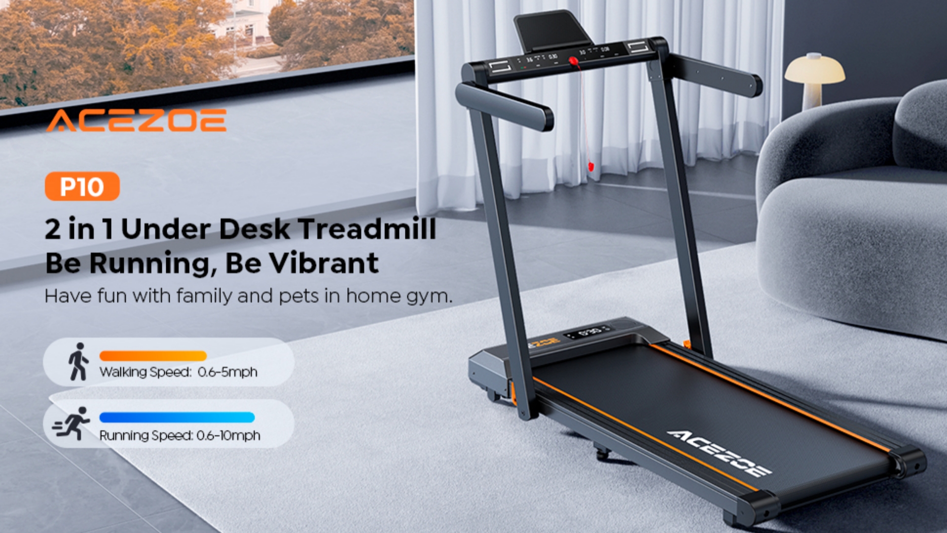 Amazon.com : Acezoe 2 in 1 Foldable Treadmill, 2.5HP Under Desk