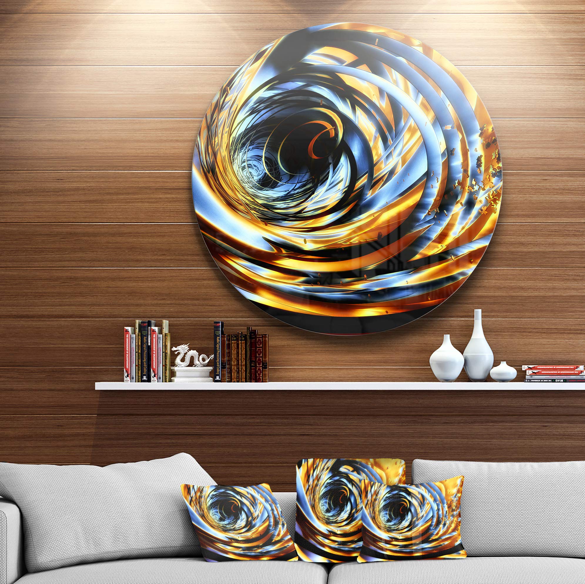 Designart Mt9198-C11 Fractal 3D Whirlwind Stripes Abstract Art