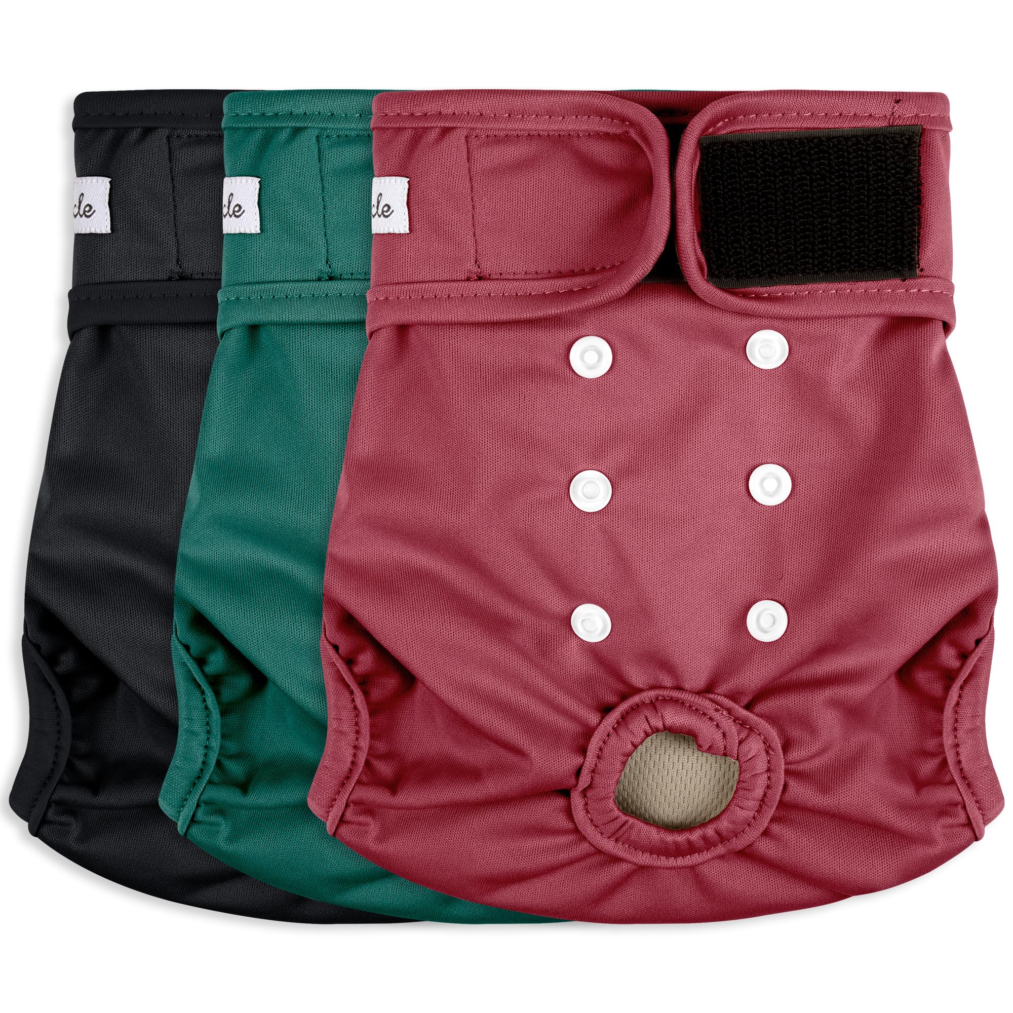 Grecle 3 Pack Female Dog Diapers - Reusable Diapers for Doggie in Heat - Highly Absorbent Dog Diapers Female for Pet Incontinence with Adjustable