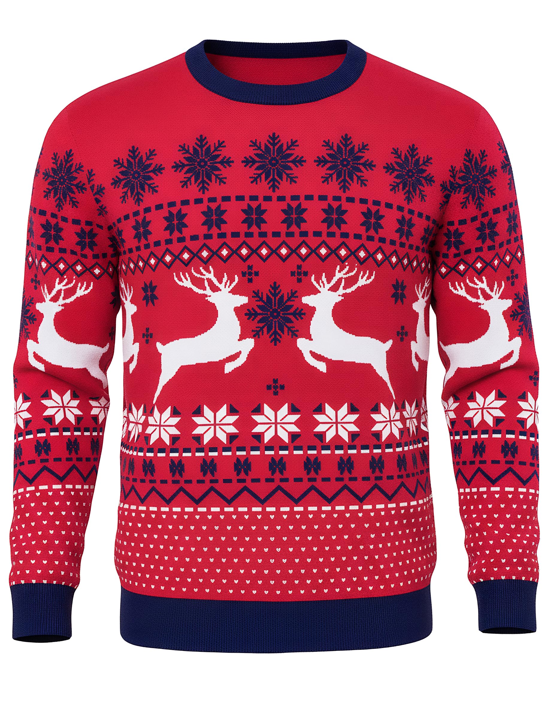 Litherday Jersey de Navidad para Hombre Ugly Christmas Sweater Divertido Jersey de Navidad Cuello Redondo Jerseys de Punto con Copo de Nieve para Navidad Fiesta