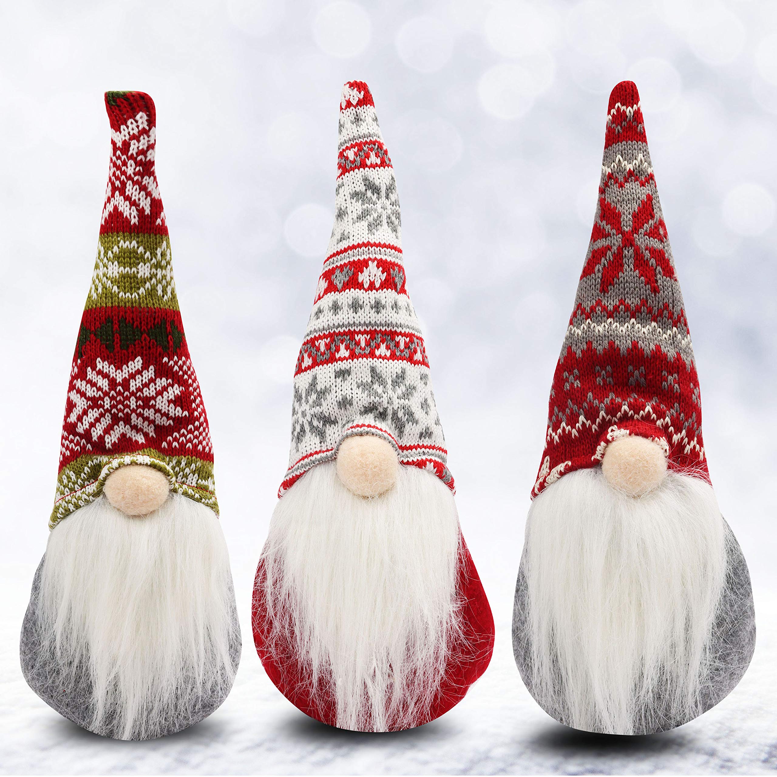 Gnomos Navidad (Pack de 3) 31 x 13,5 cm Adornos de Navidad Peluches Papá Noel Nomo Sentado Decoración de Mesa - Gnomo Escandinavo para Chimenea Elfo Fiesta Decor Mesa Muñeco Regalos Peluche navidad