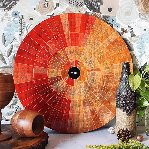 Miniatura 2 de Rueda de vino de madera hecha a mano, tanto para aficionados como para conocedores, una guía sobre degustación, identifica sabores primarios,