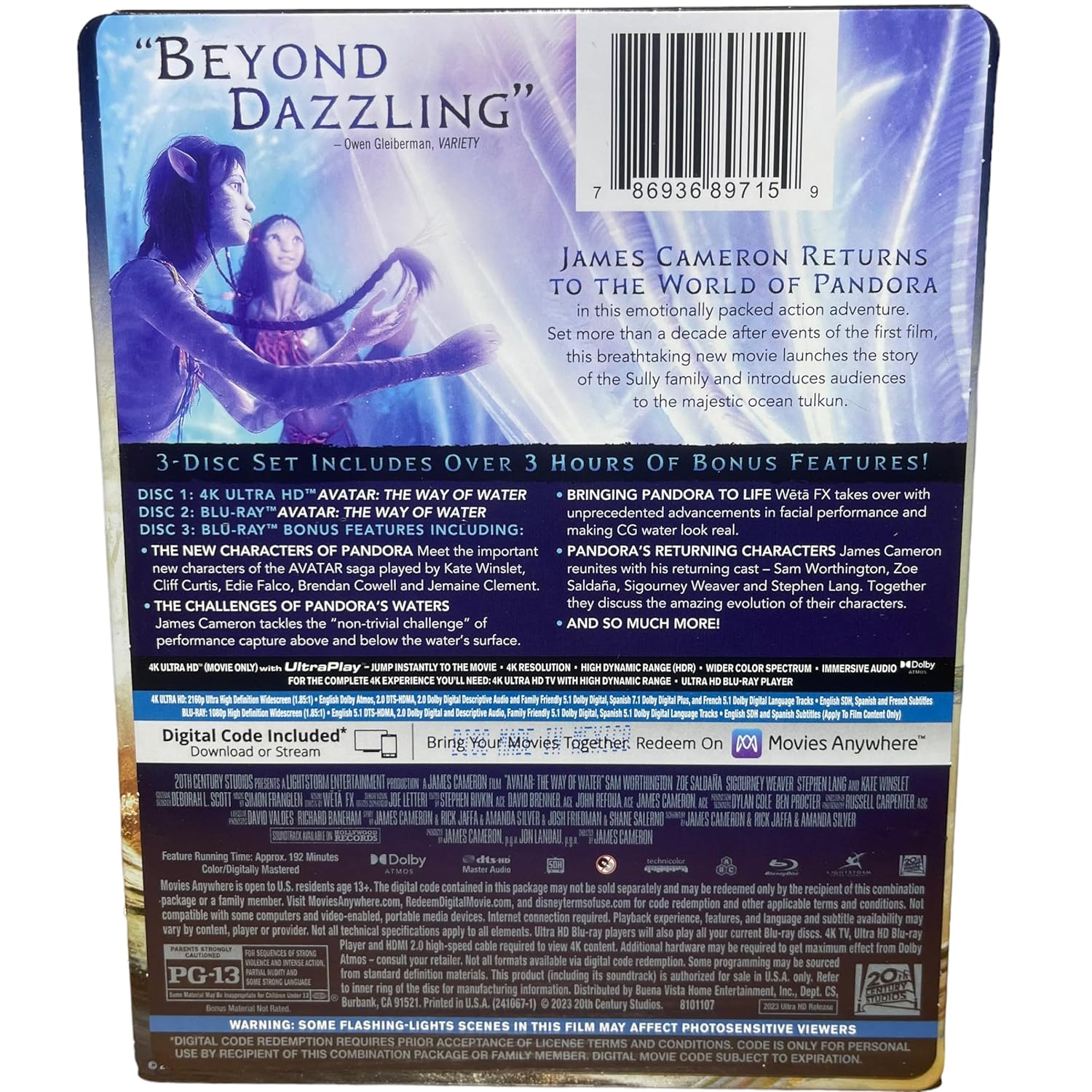 Avatar The Way of Water 4K Ultra HD Blu-ray Steelbook Limited Edition