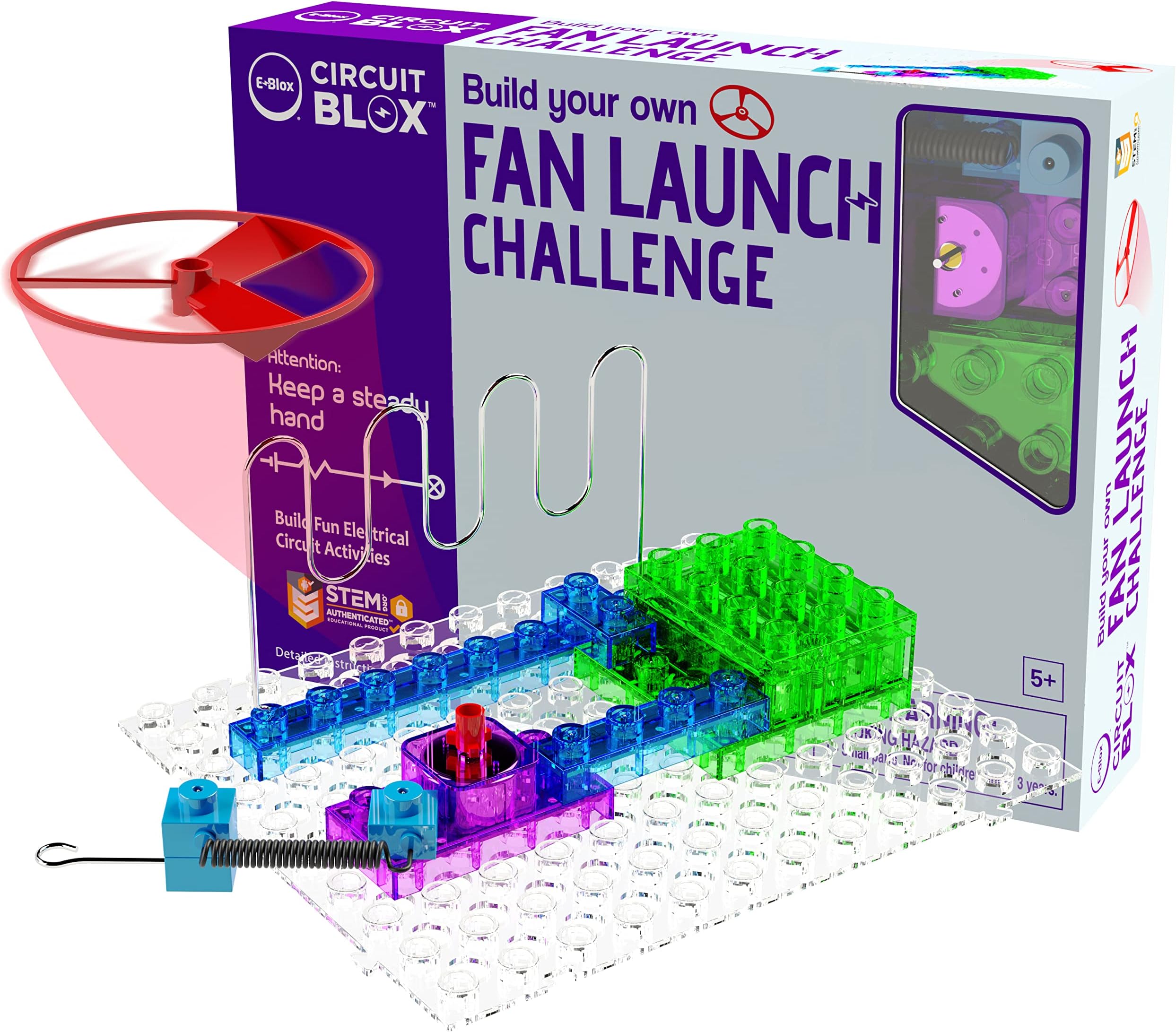 Building Blocks Circuit Kit, Build Your Own Fan Launch Wire Maze Challenge, Steady Hand Wins, Friendly Competition, Ages 5+